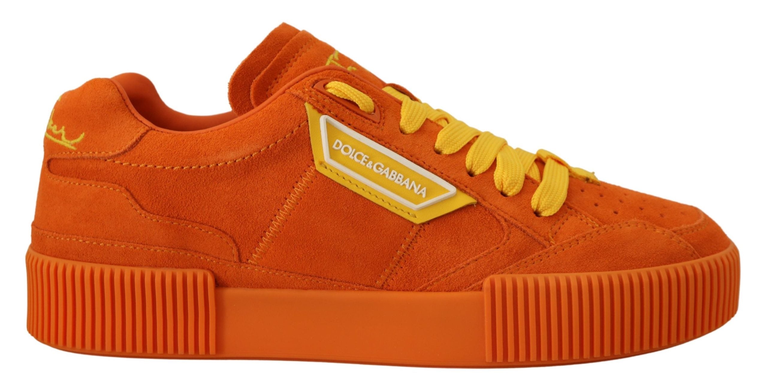 Dolce & Gabbana Orange Leather Pj Tucker Sneakers Glam Steals