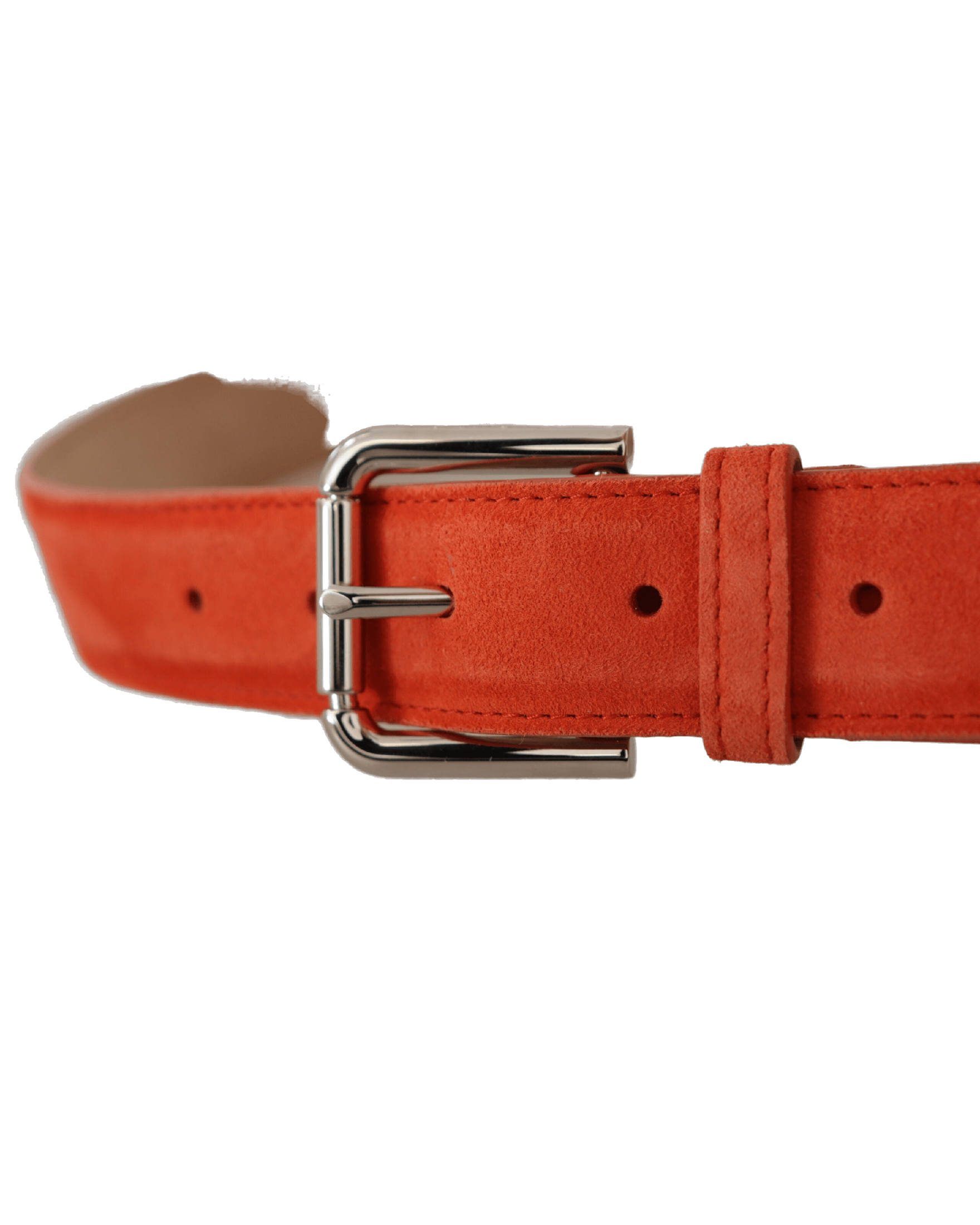 Dolce & Gabbana Orange Leather Suede Logo Metal Buckle Belt Belts