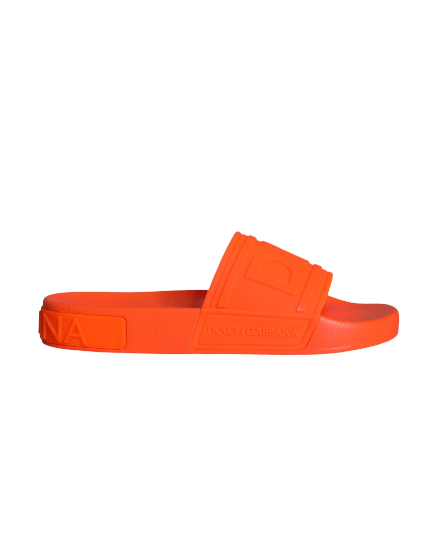 Dolce & Gabbana Orange Rubber Slides Sandals Beachwear Shoes Glam Steals