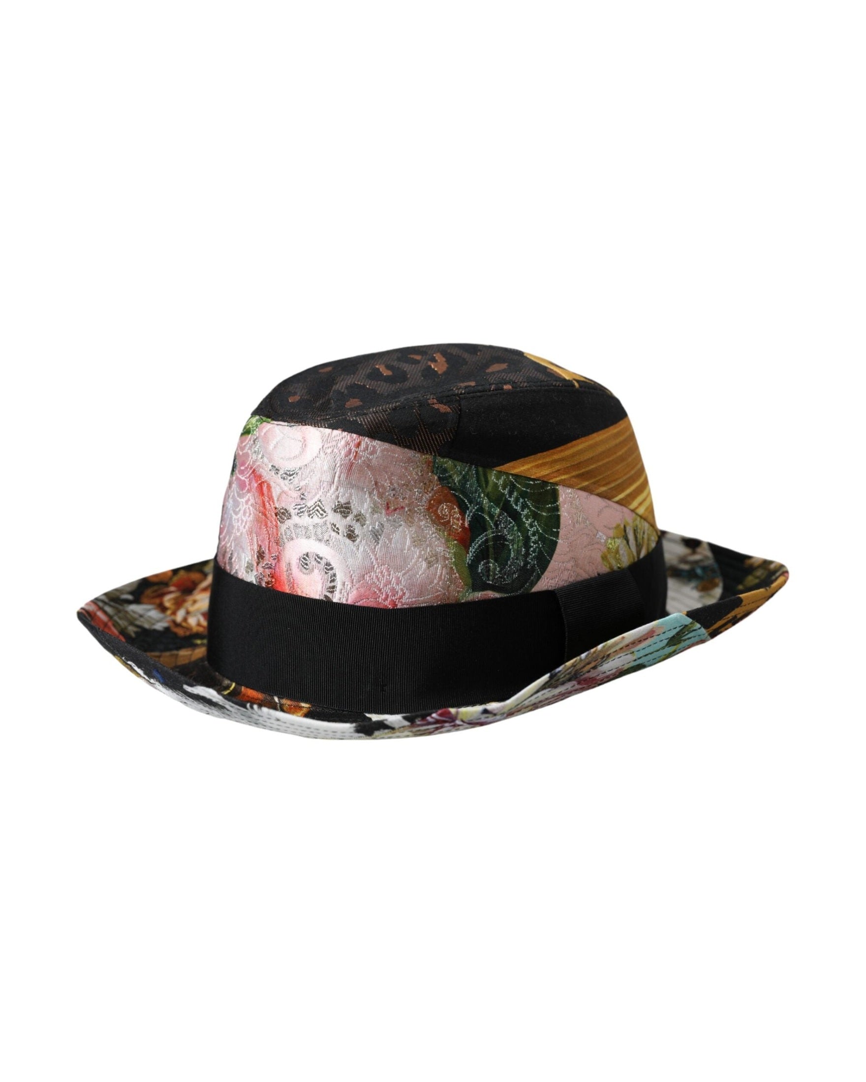 Dolce & Gabbana Patchwork Women Fedora Wide Brim Multicolor Hat Glam Steals