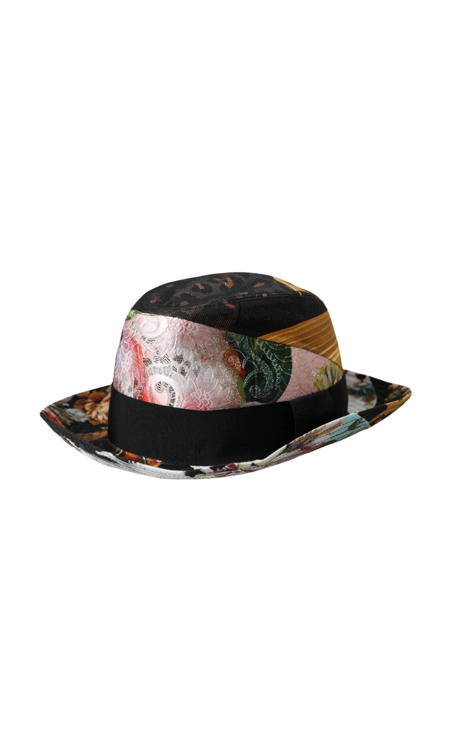 Dolce & Gabbana Patchwork Women Fedora Wide Brim Multicolor Hat Glam Steals