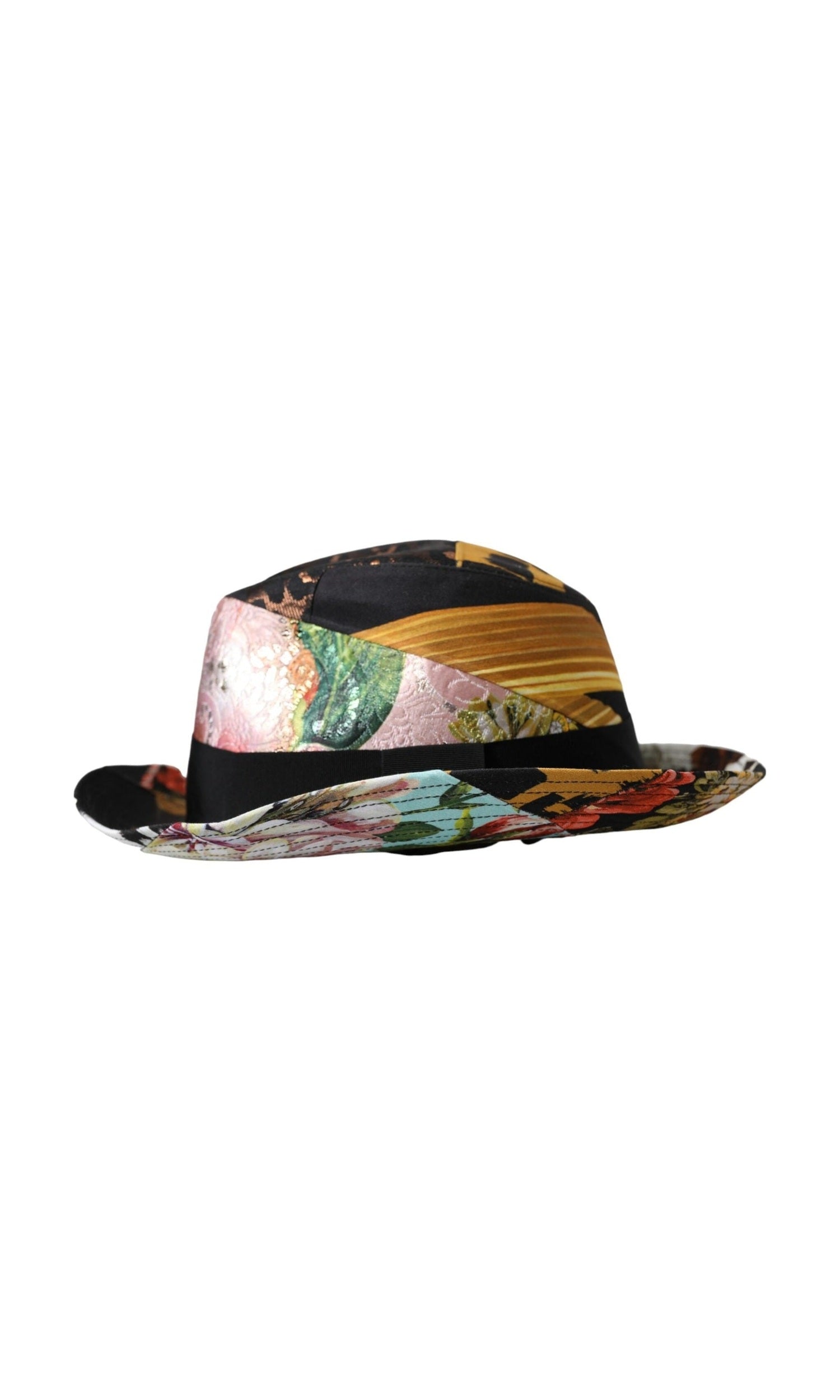 Dolce & Gabbana Patchwork Women Fedora Wide Brim Multicolor Hat Glam Steals