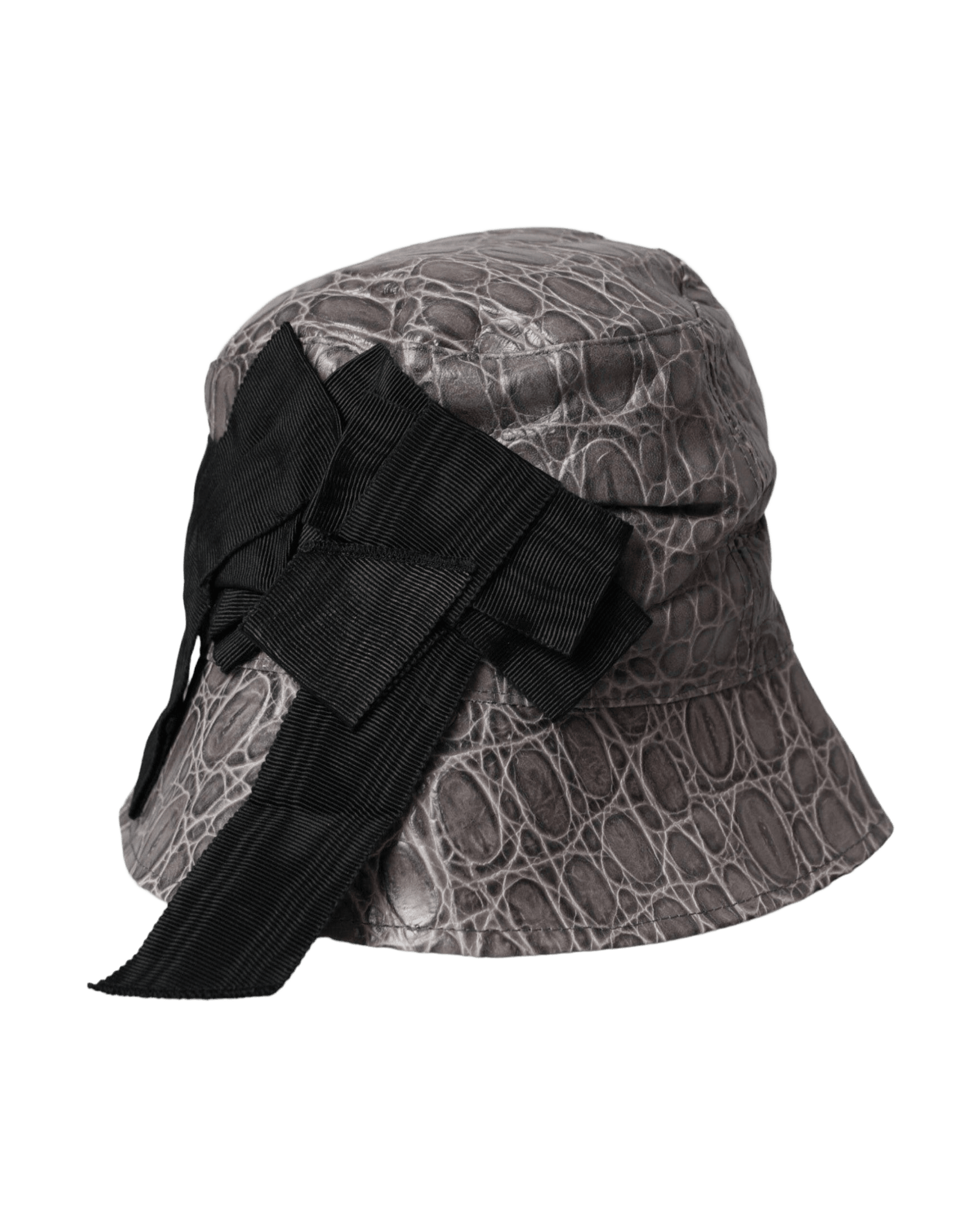 Dolce & Gabbana Patterned Leather Bucket Black Gray Hat Glam Steals
