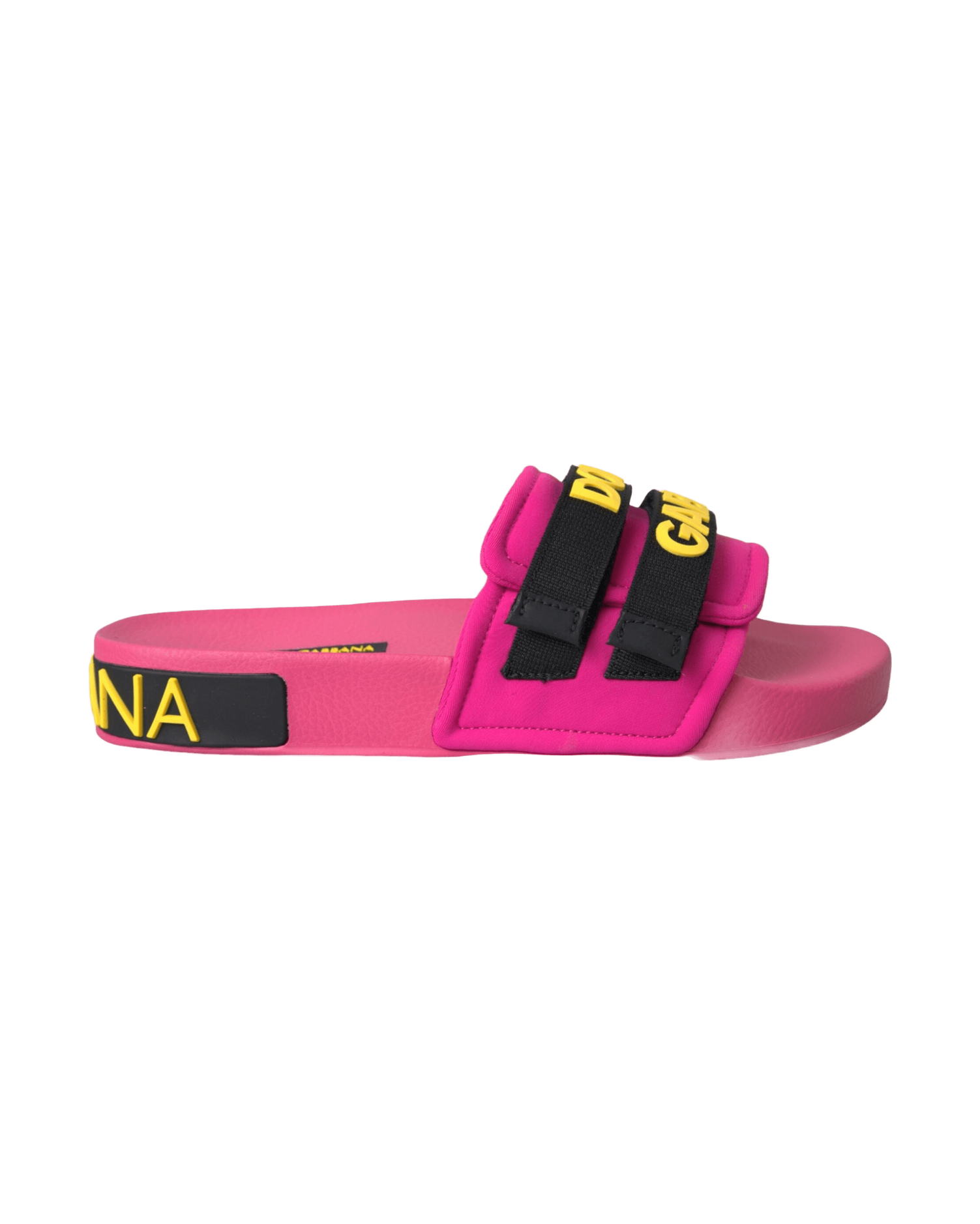 Dolce & Gabbana Pink Black Logo Beachwear Flats Sandals Shoes Glam Steals