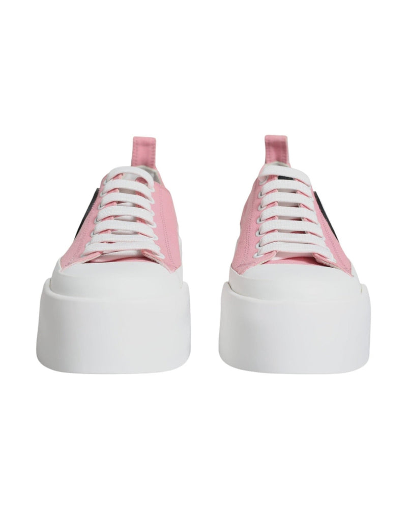 Dolce & Gabbana Pink White Canvas Logo Low Top Sneakers Shoes Glam Steals