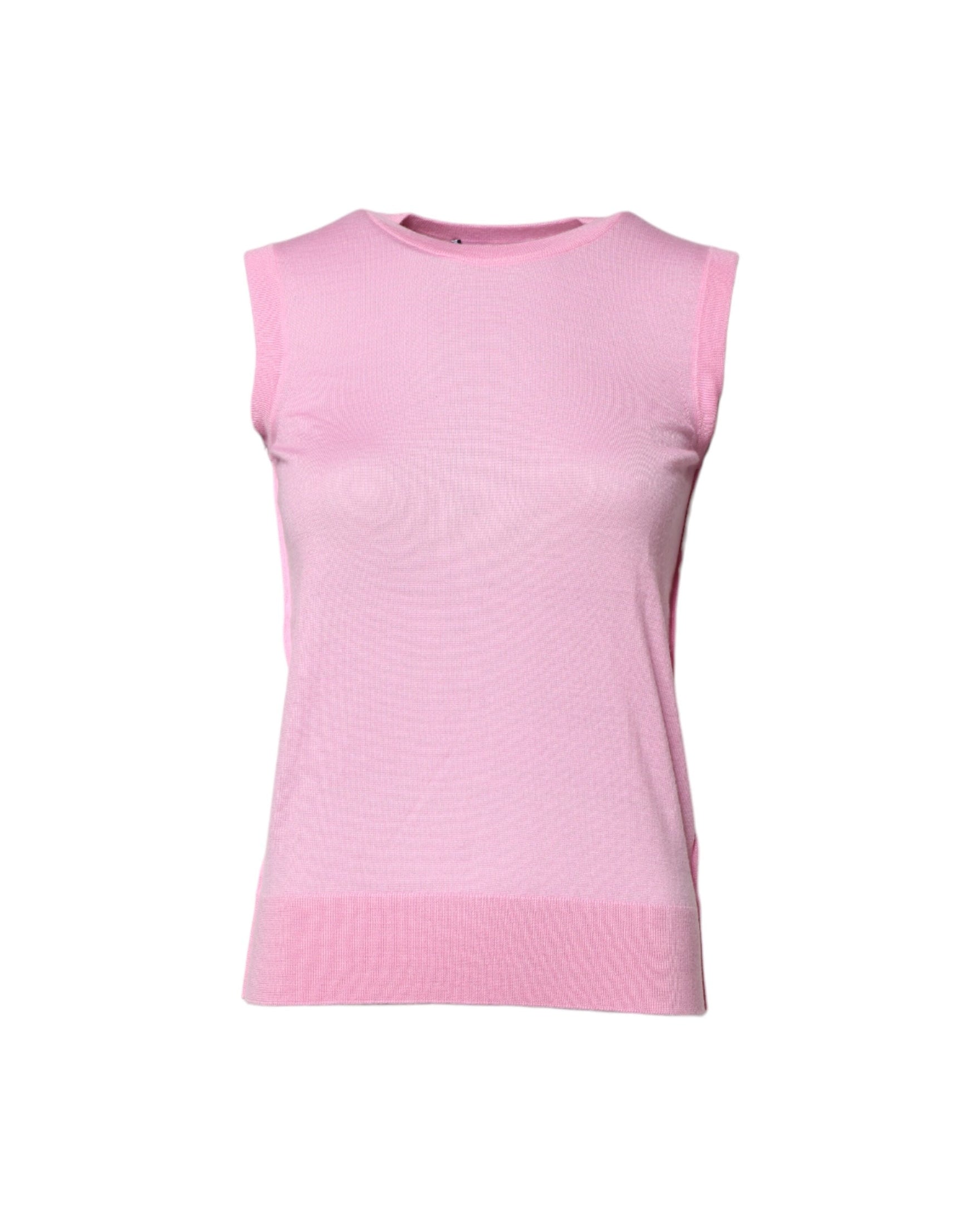 Dolce & Gabbana Pink Cashmere Round Neck Sleeveless Tank Top Glam Steals