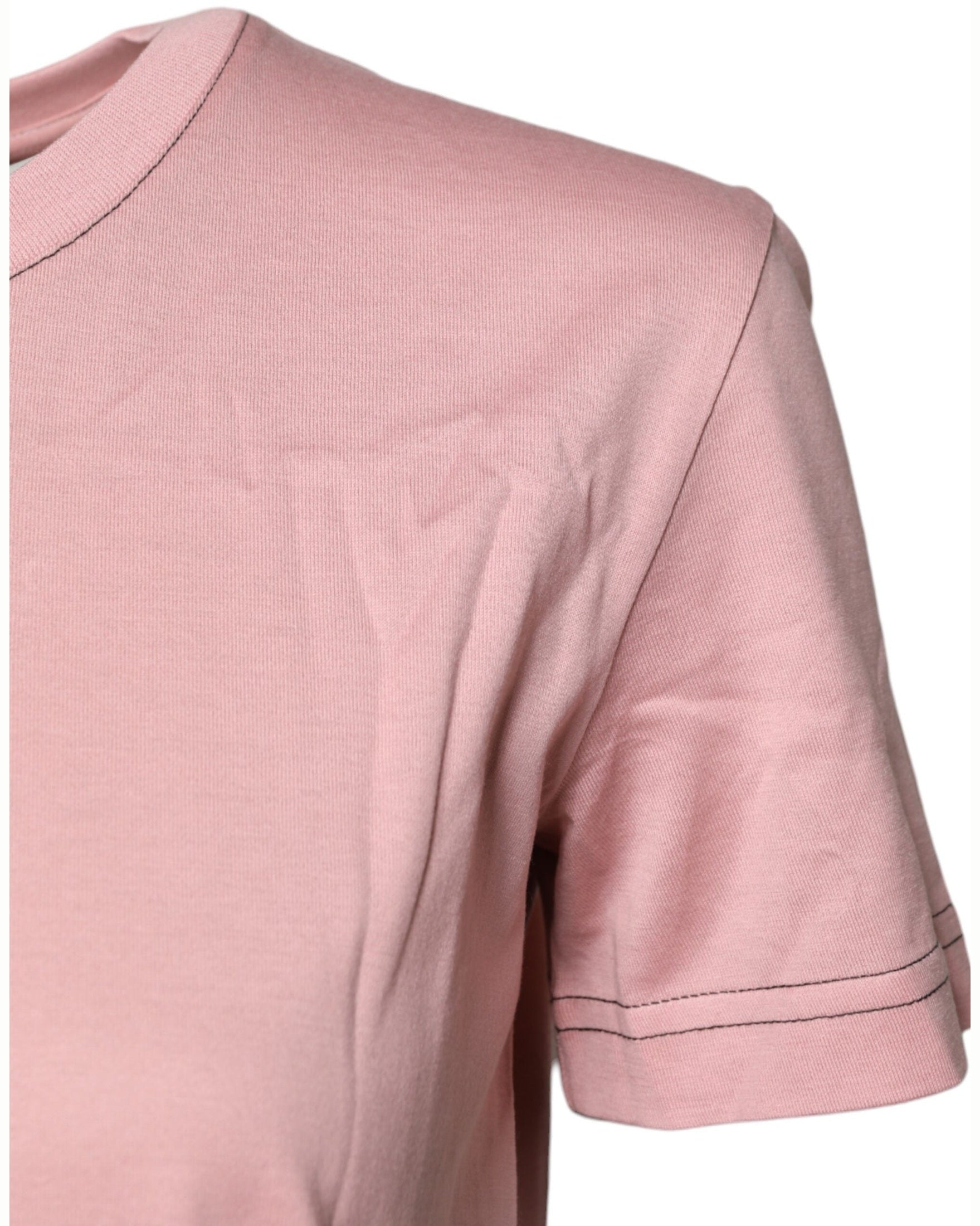 Dolce & Gabbana Pink Cotton Logo Print Crew Neck T-shirt Glam Steals