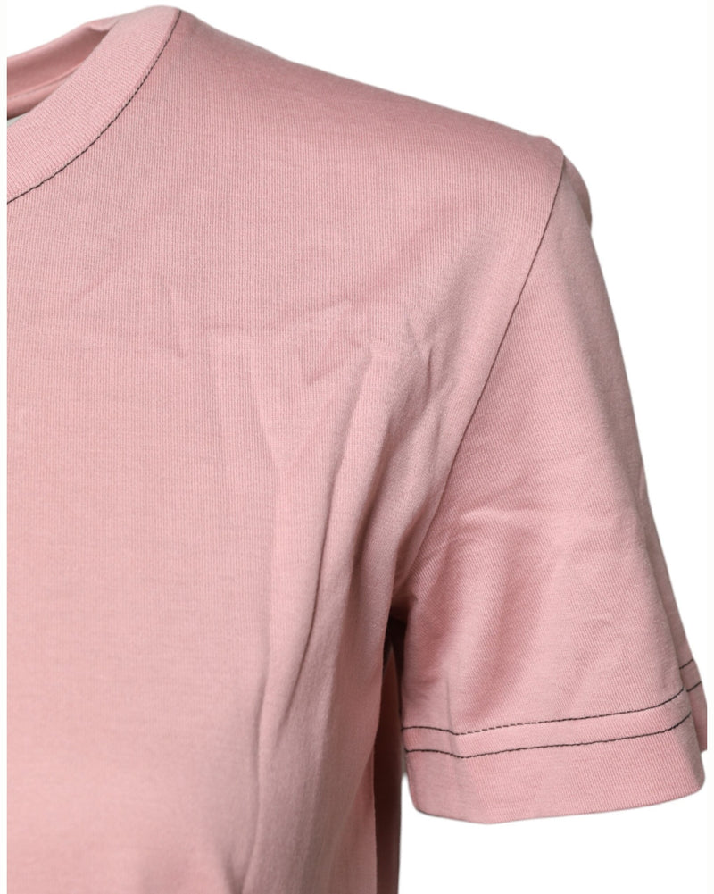 Dolce & Gabbana Pink Cotton Logo Print Crew Neck T-shirt Glam Steals