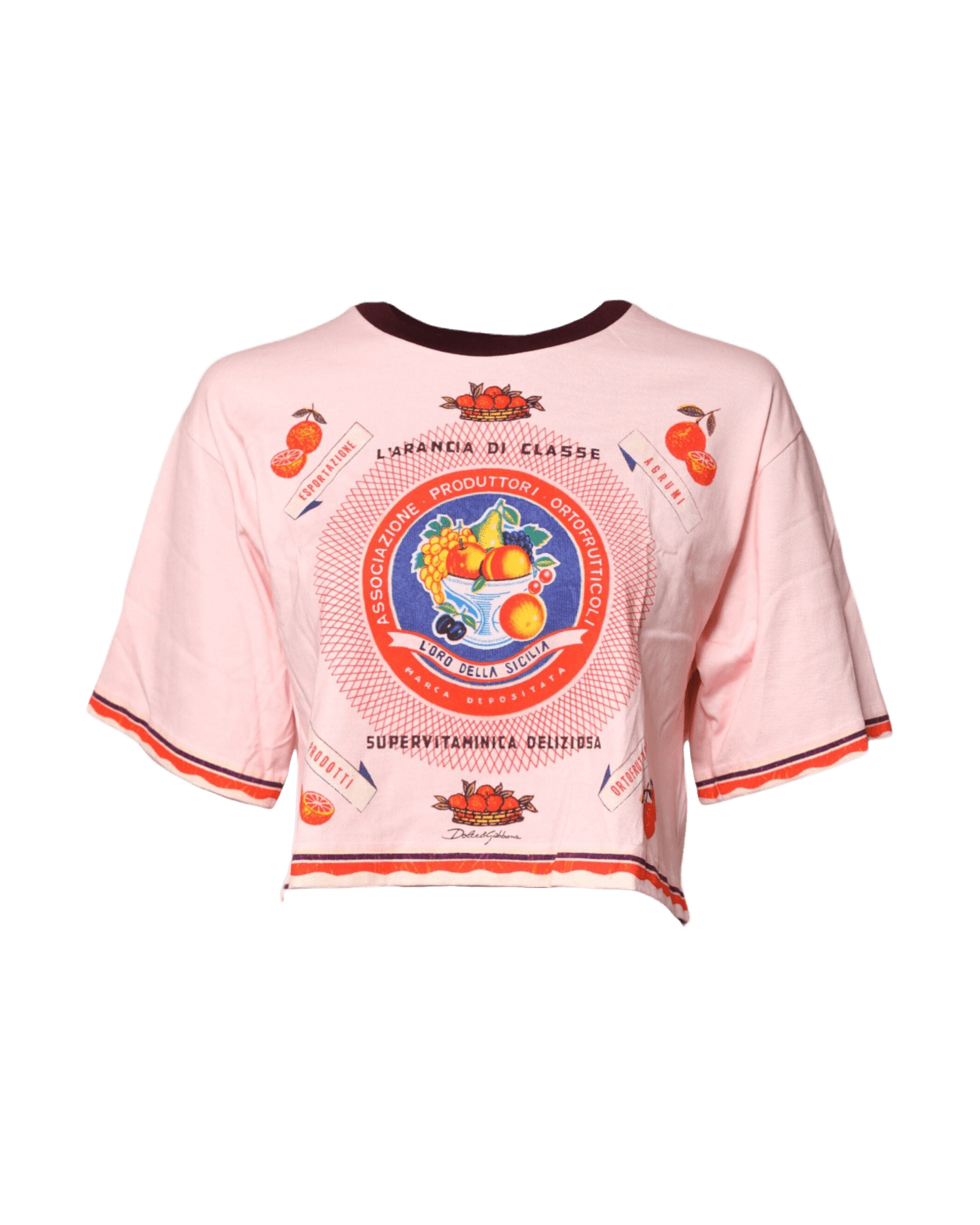 Dolce & Pink Gabbana Cotton Print Short Sleeves Cropped Top Glam Steals