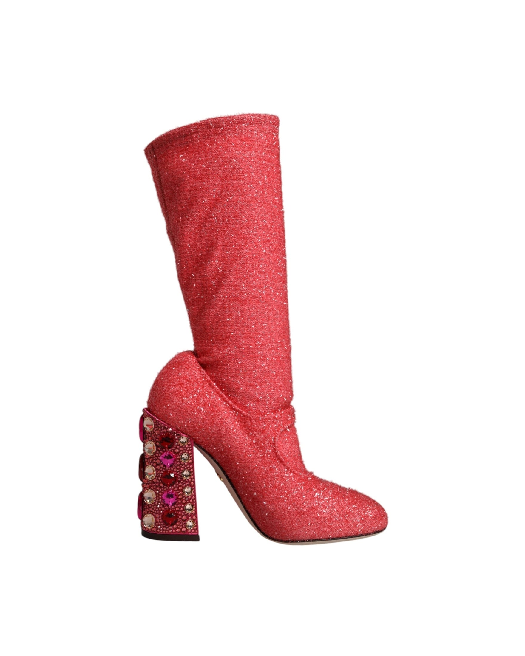 Dolce & Gabbana Pink Crystal Lurex Fantasy High Boots Shoes Glam Steals