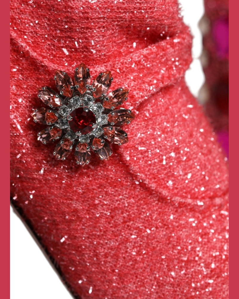 Dolce & Gabbana Pink Crystal Lurex Fantasy High Boots Shoes Glam Steals