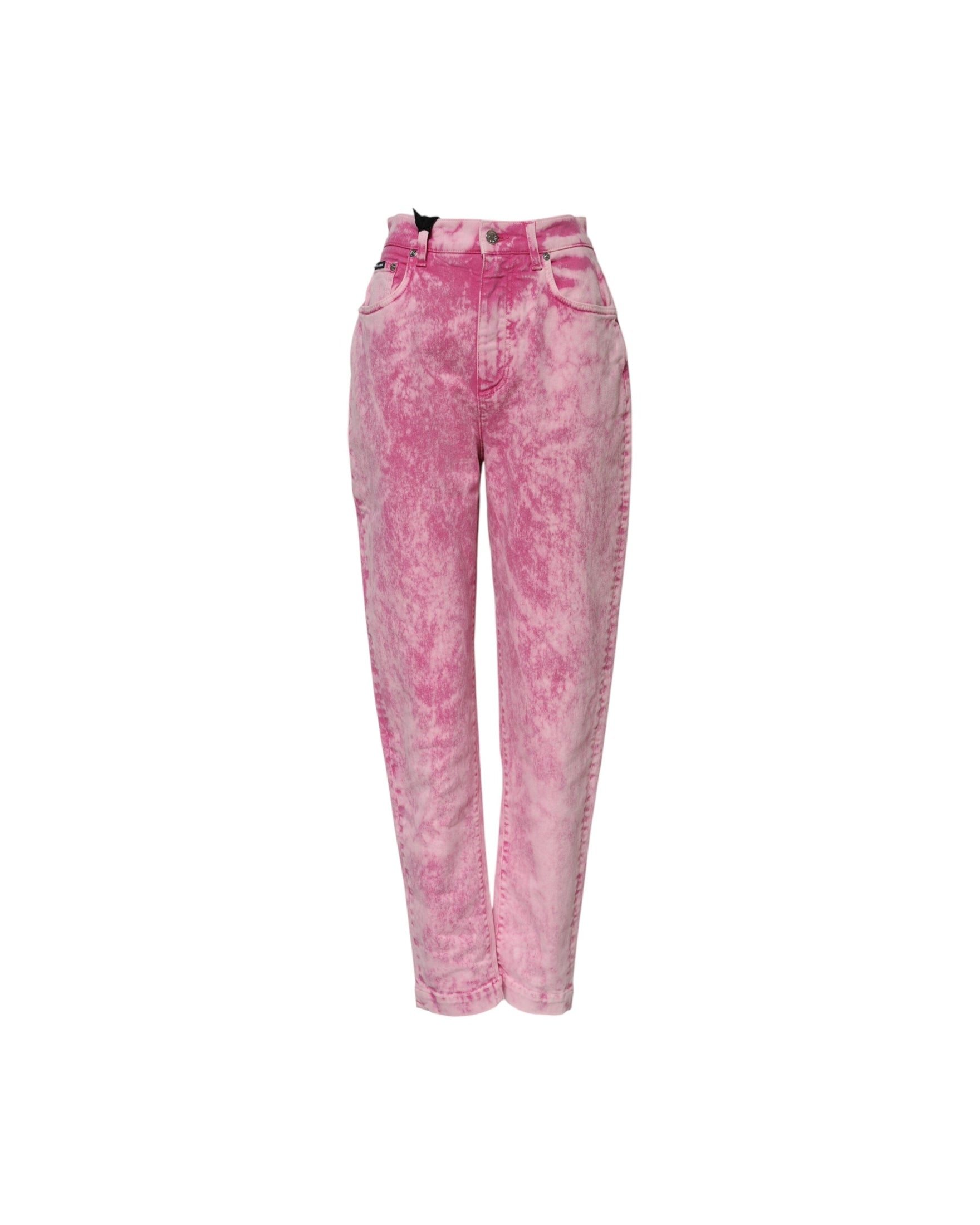 Dolce & Gabbana Pink Denim Tie Dye High Waist Tapered Jeans Glam Steals