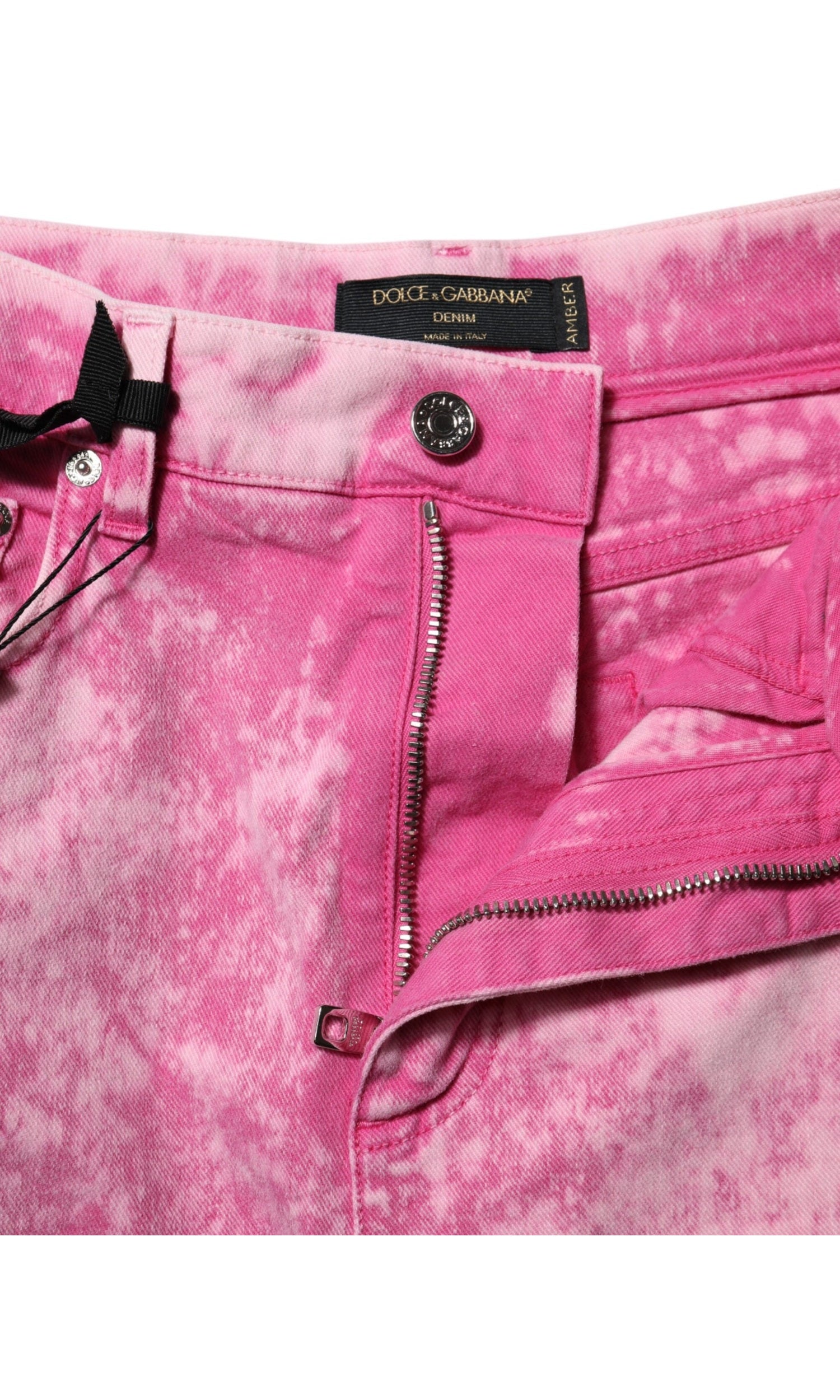 Dolce & Gabbana Pink Denim Tie Dye High Waist Tapered Jeans Glam Steals