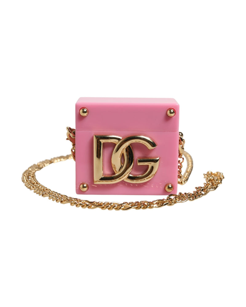 Dolce & Gabbana Pink Dg Logo Plaque Cover Gold Chain Airpods Case Glam Steals