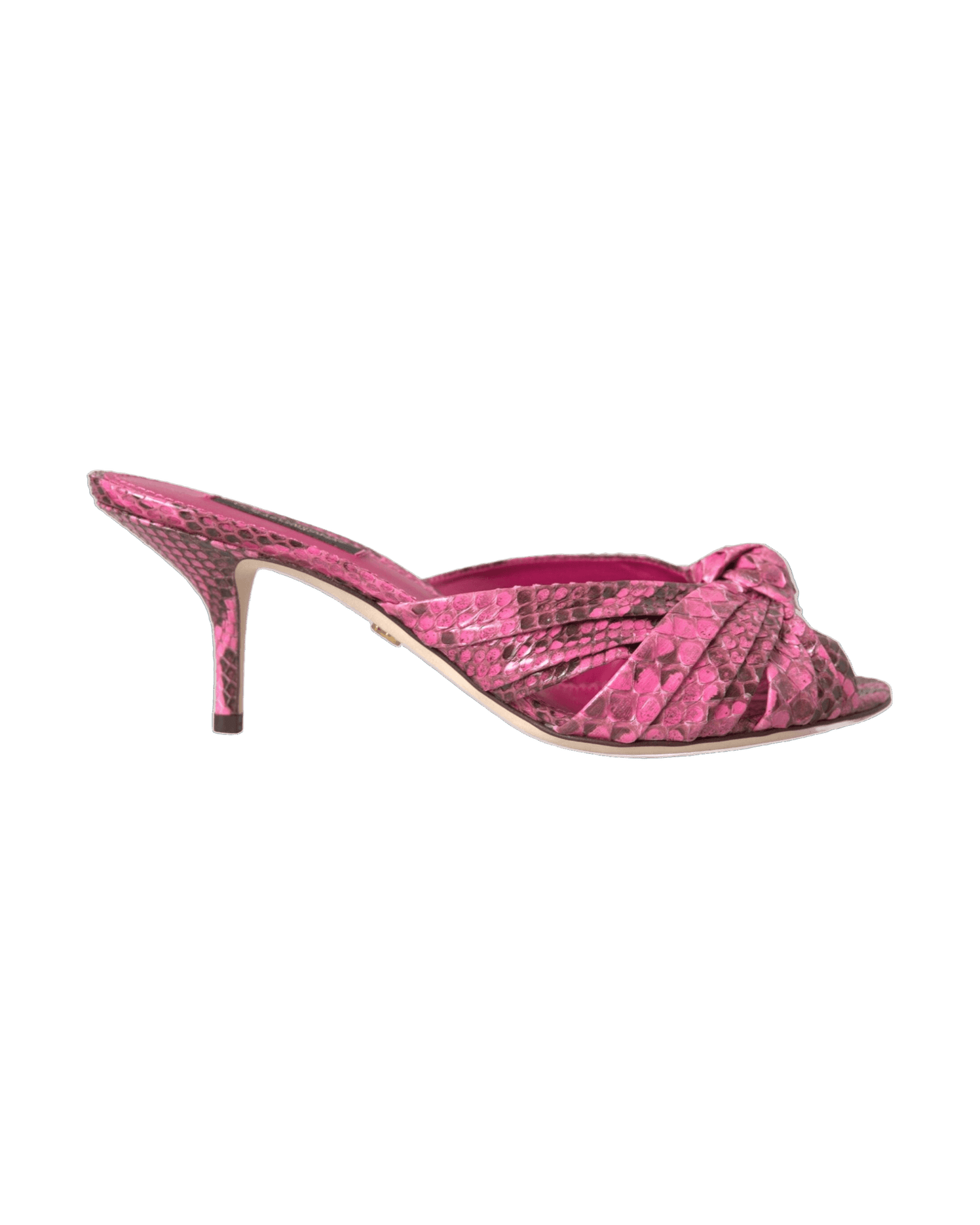 Dolce & Gabbana Pink Exotic Leather Kitten Heels Slides Shoes Heels