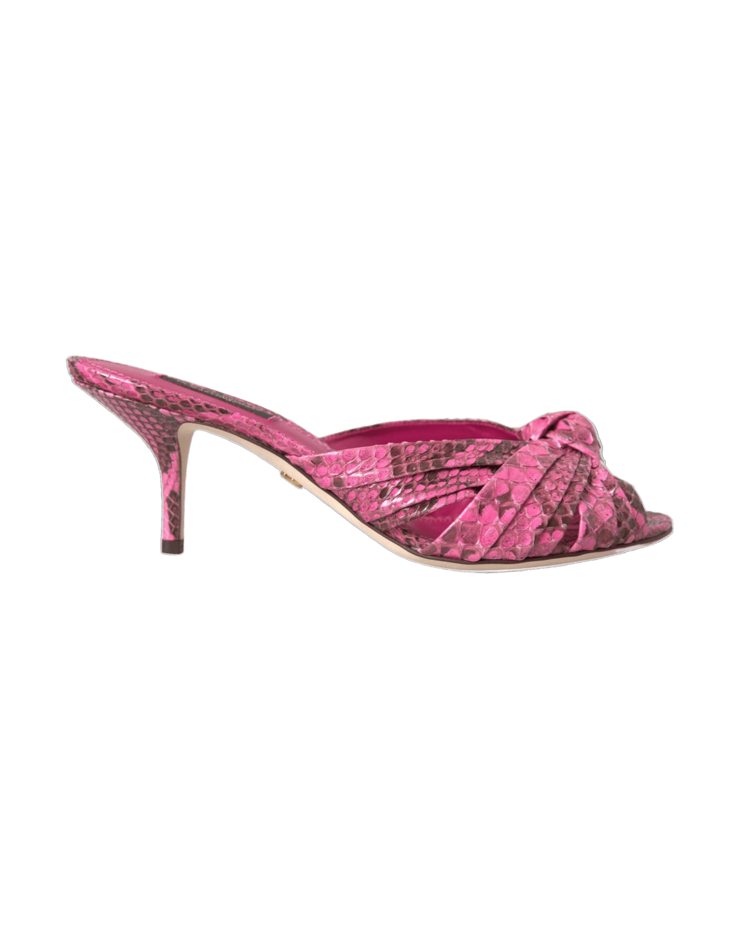 Dolce & Gabbana Pink Exotic Leather Kitten Heels Slides Shoes Glam Steals