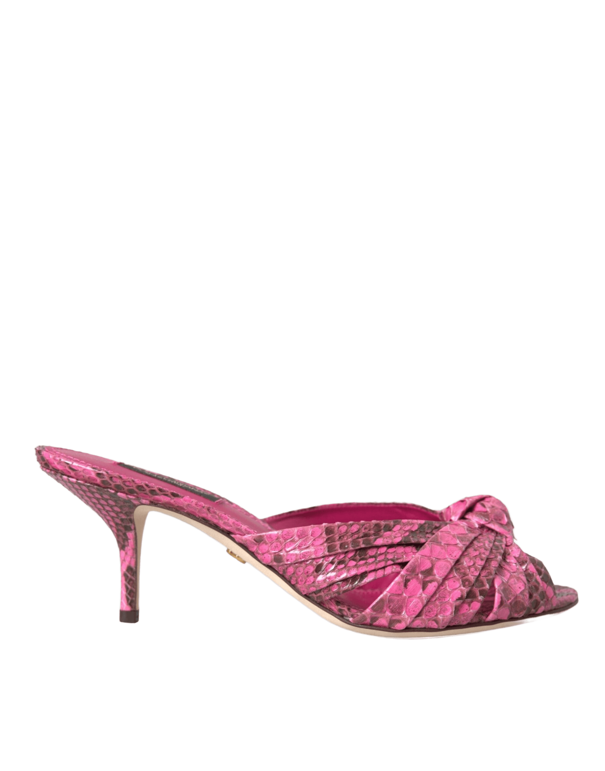 Dolce & Gabbana Pink Exotic Leather Kitten Heels Slides Shoes Glam Steals