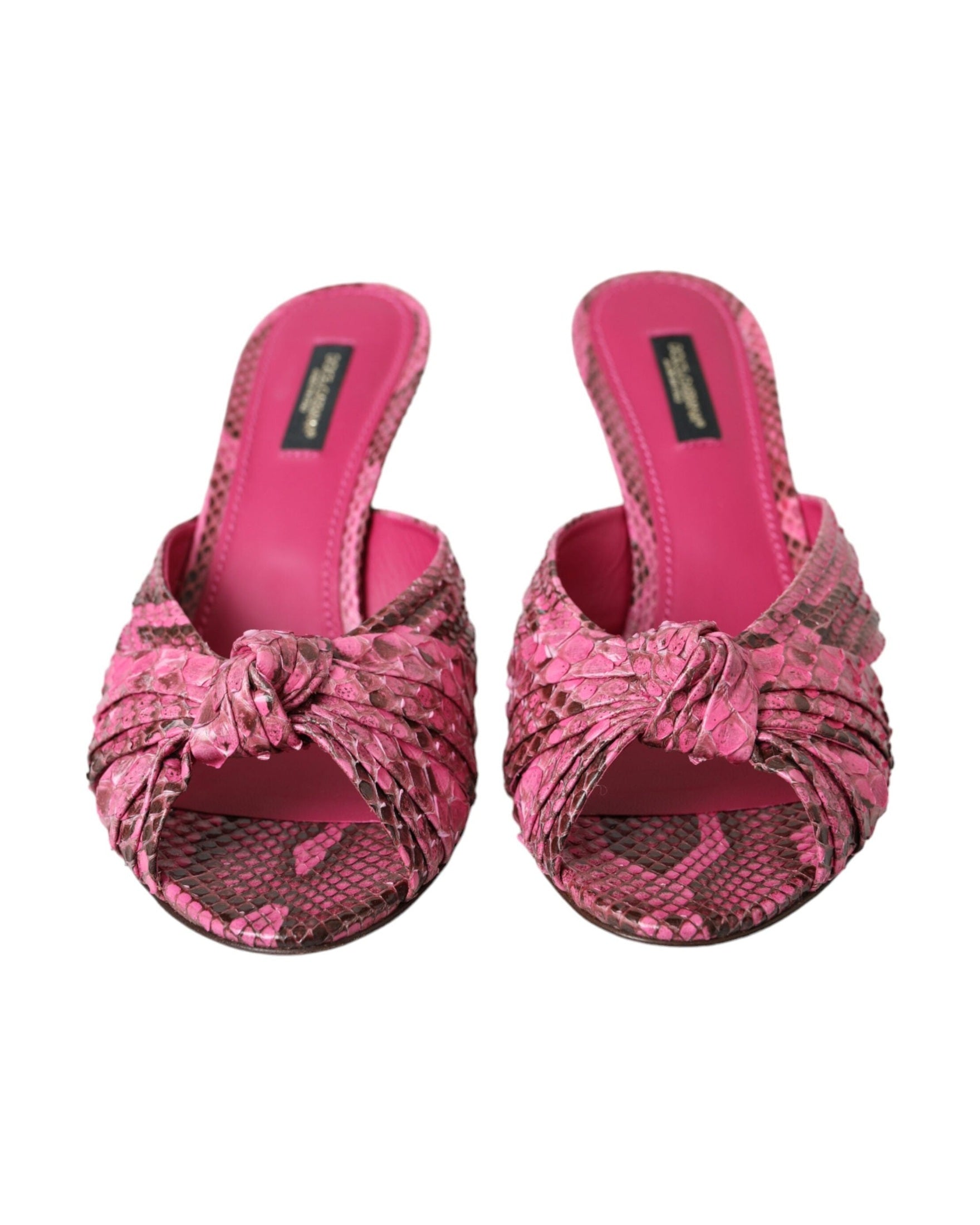 Dolce & Gabbana Pink Exotic Leather Kitten Heels Slides Shoes Glam Steals