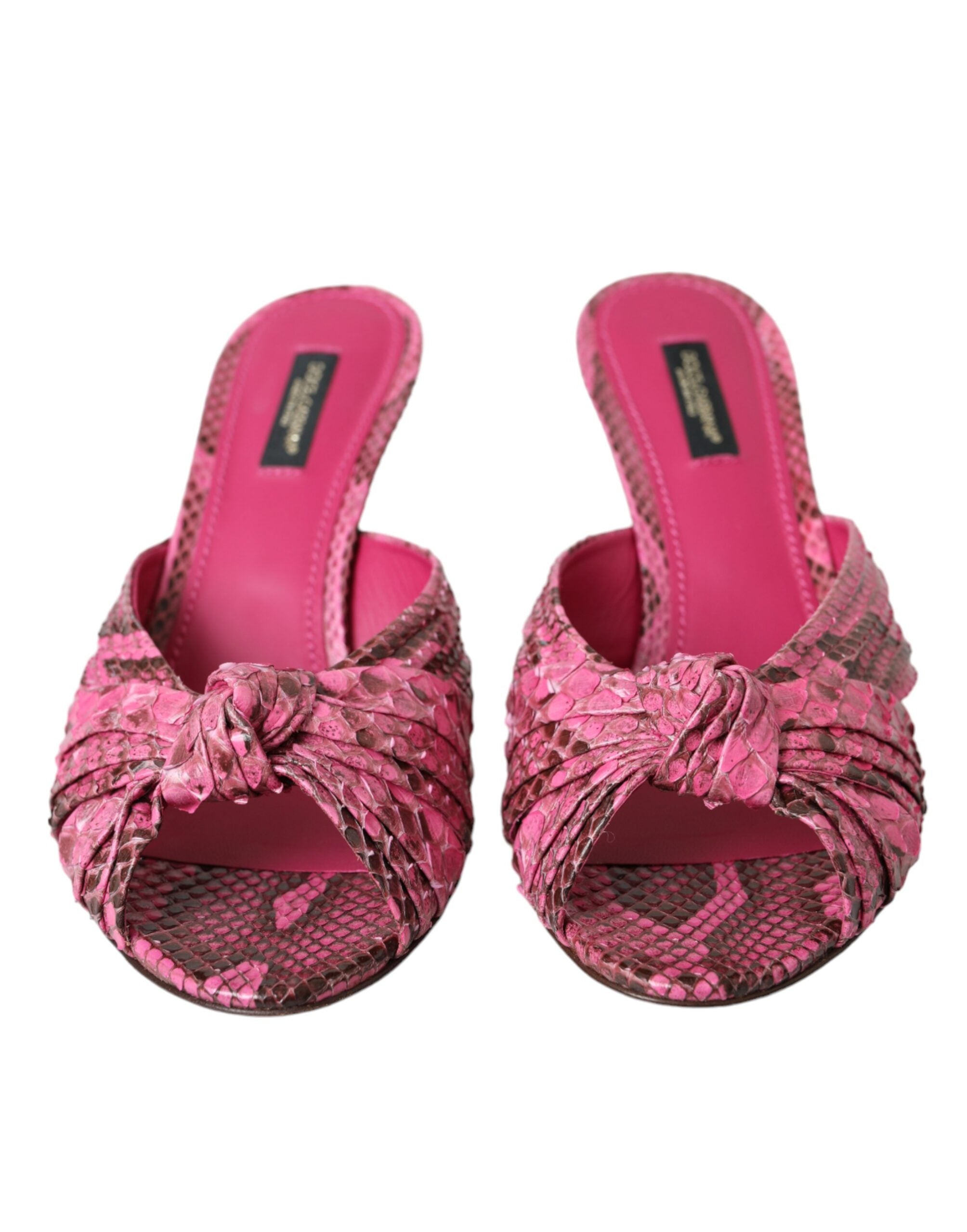 Dolce & Gabbana Pink Exotic Leather Kitten Heels Slides Shoes Glam Steals