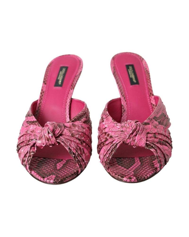 Dolce & Gabbana Pink Exotic Leather Kitten Heels Slides Shoes Glam Steals