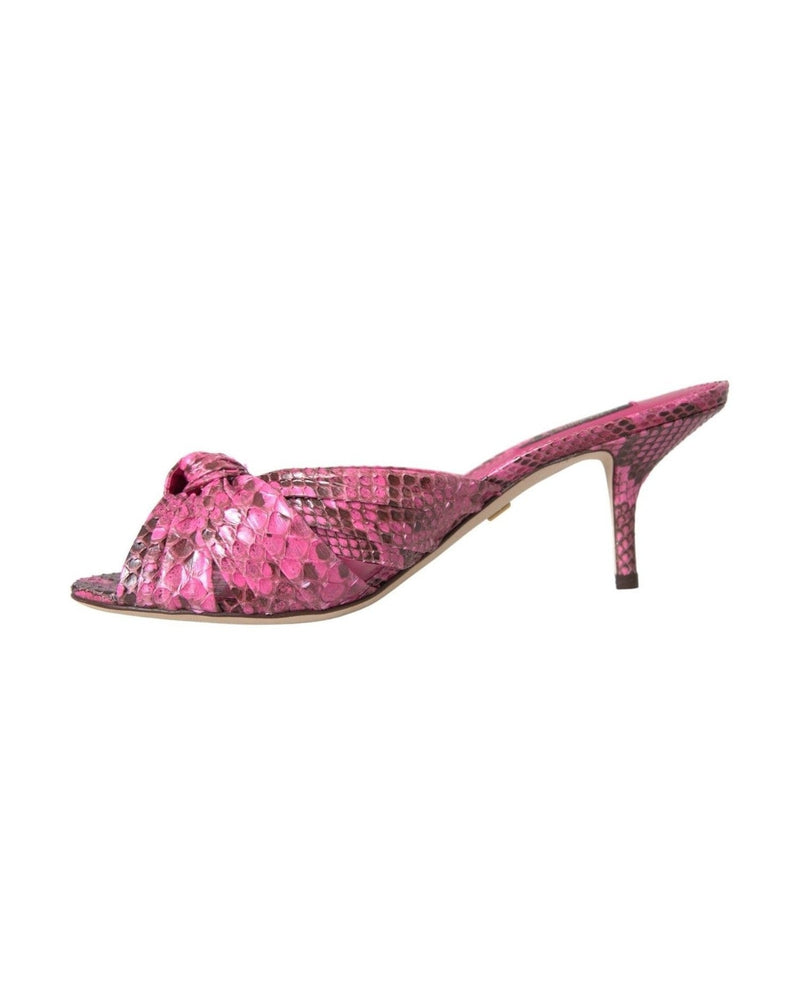 Dolce & Gabbana Pink Exotic Leather Kitten Heels Slides Shoes Glam Steals