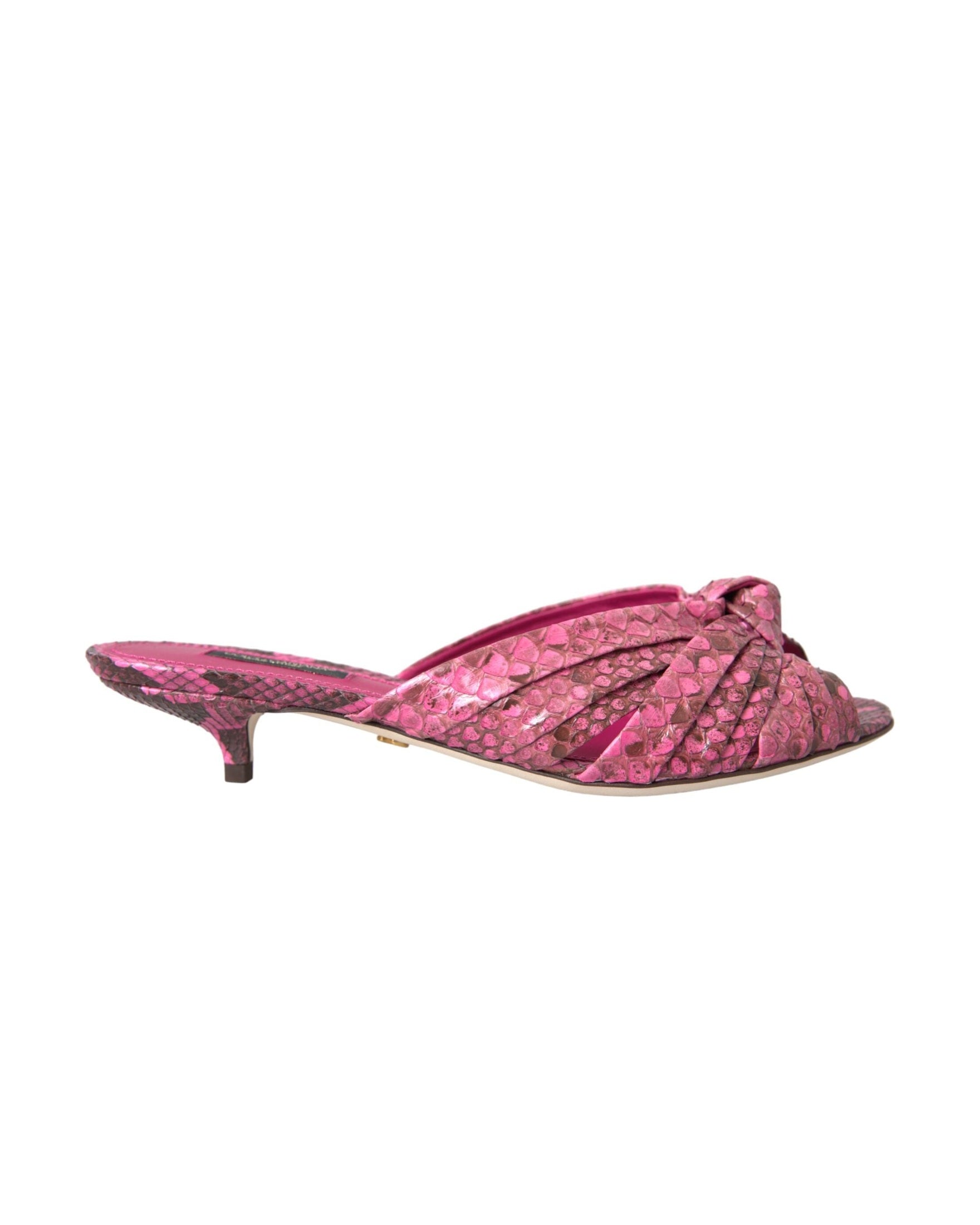 Dolce & Gabbana Pink Exotic Leather Kitten Heels Slides Shoes Glam Steals