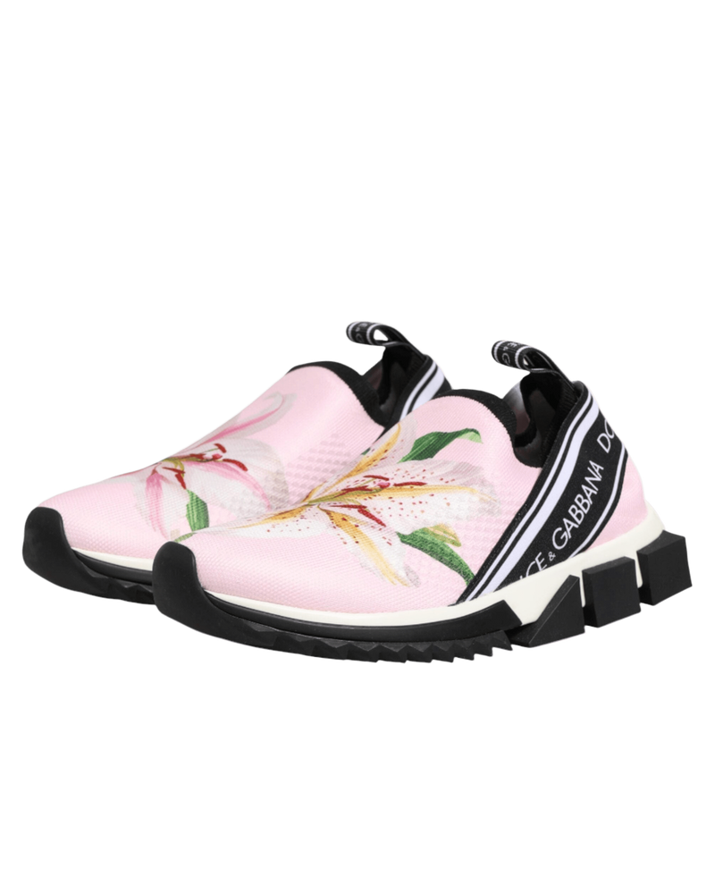 Dolce & Gabbana Pink Floral Sorrento Low Top Sneakers Shoes Glam Steals