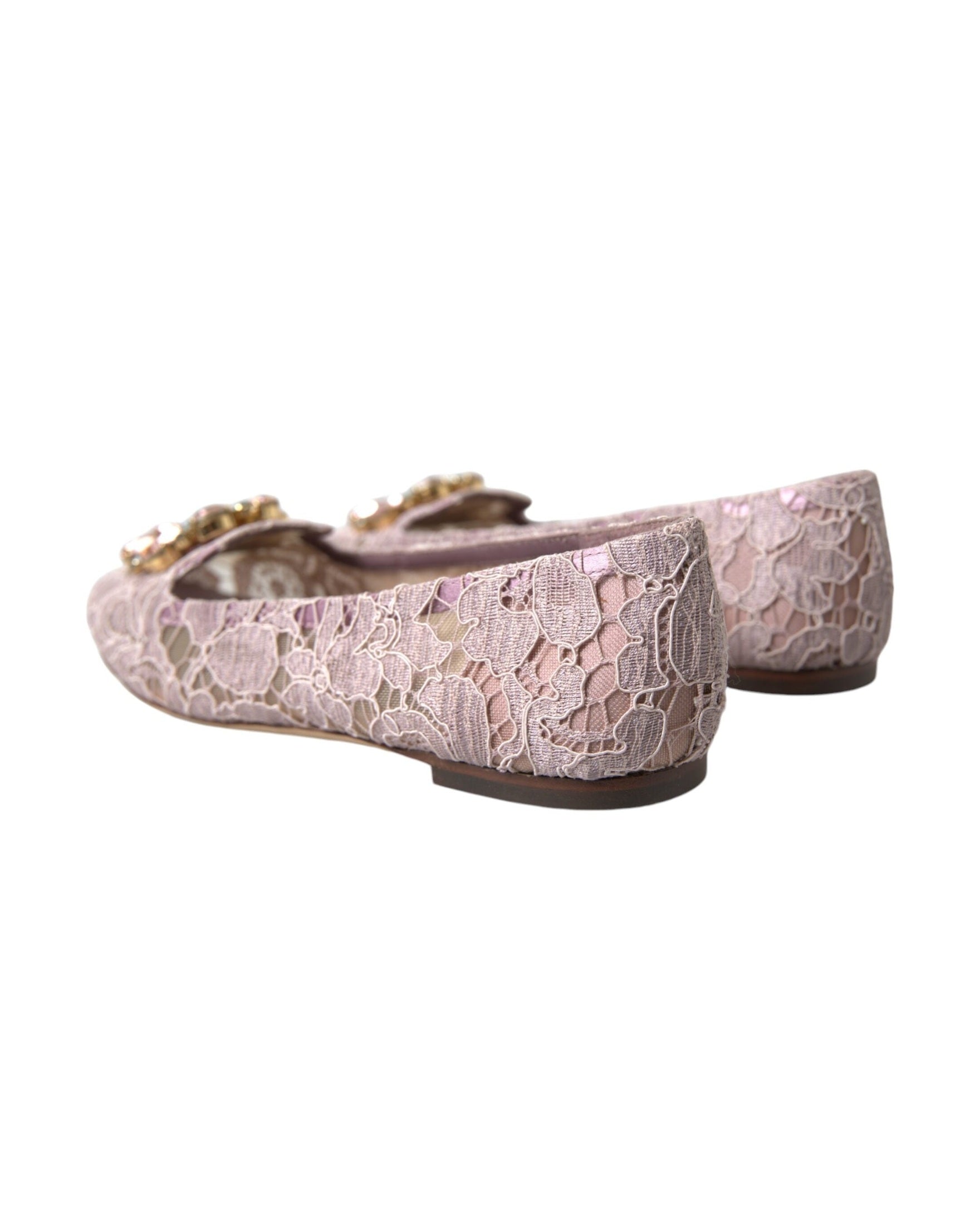 Dolce & Gabbana Pink Lace Crystal Ballet Flats Loafers Shoes Glam Steals