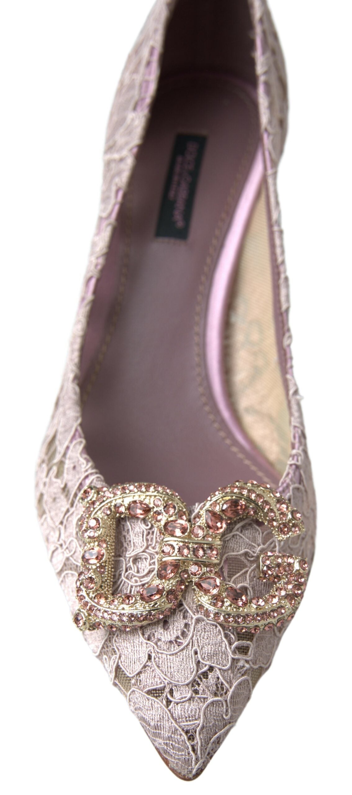 Dolce & Gabbana Pink Lace Floral Dg Crystal Pumps Shoes Glam Steals