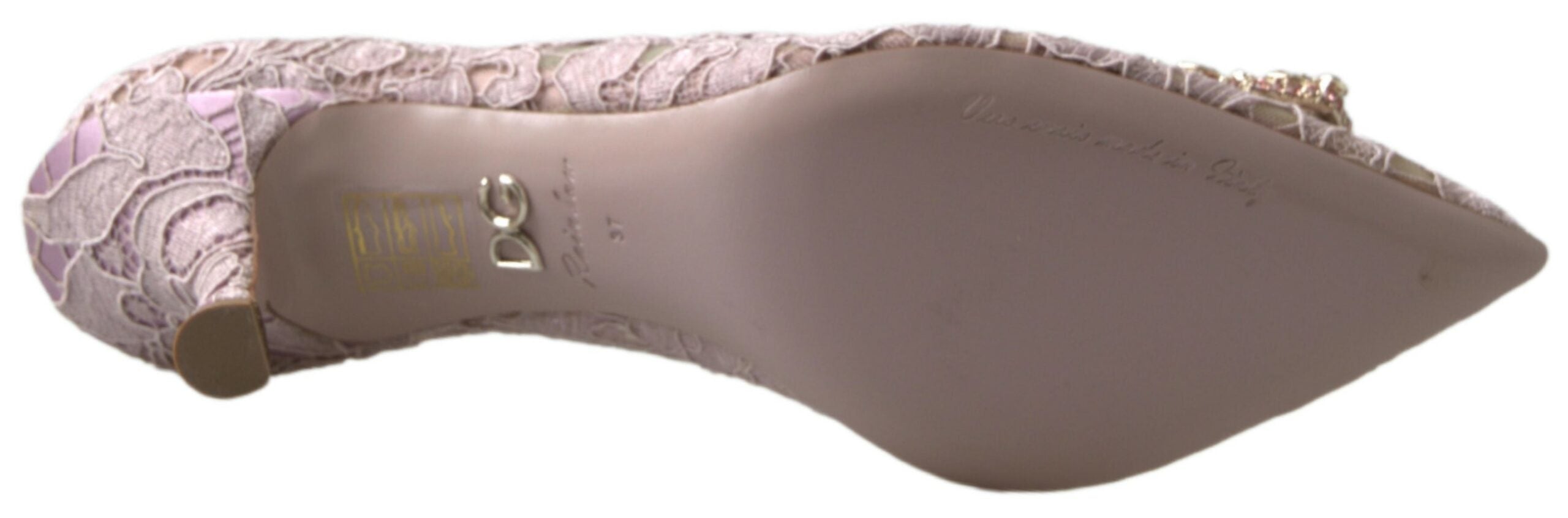 Dolce & Gabbana Pink Lace Floral Dg Crystal Pumps Shoes Glam Steals