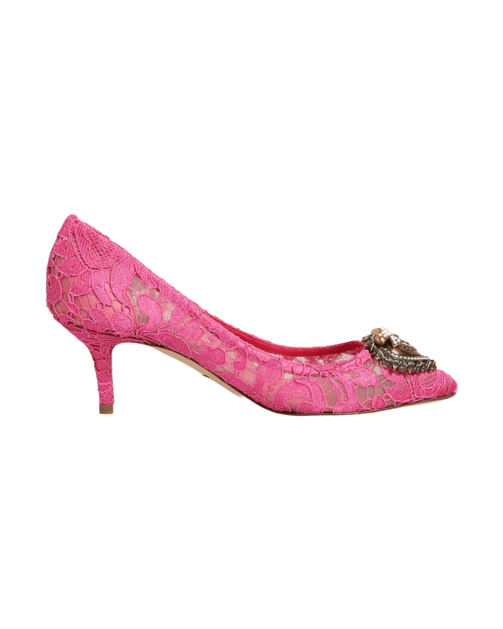 Dolce & Gabbana Pink Lace Taormina Devotion Pumps Shoes Heels