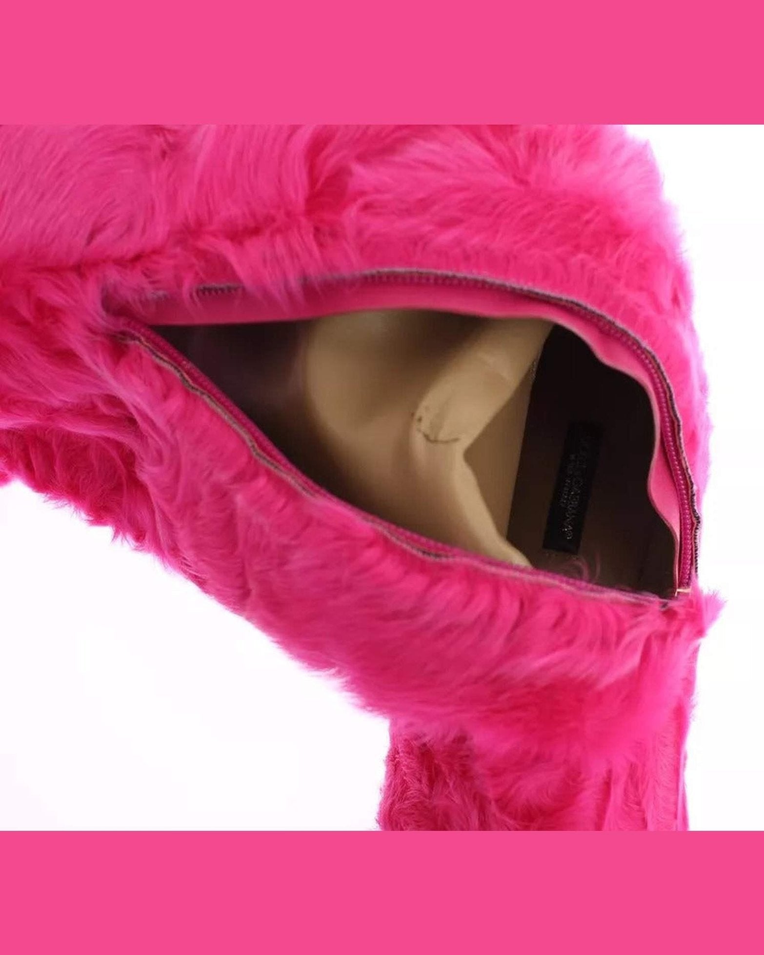 Dolce & Gabbana Pink Lamb Fur Leather Flat Boots Shoes Boots