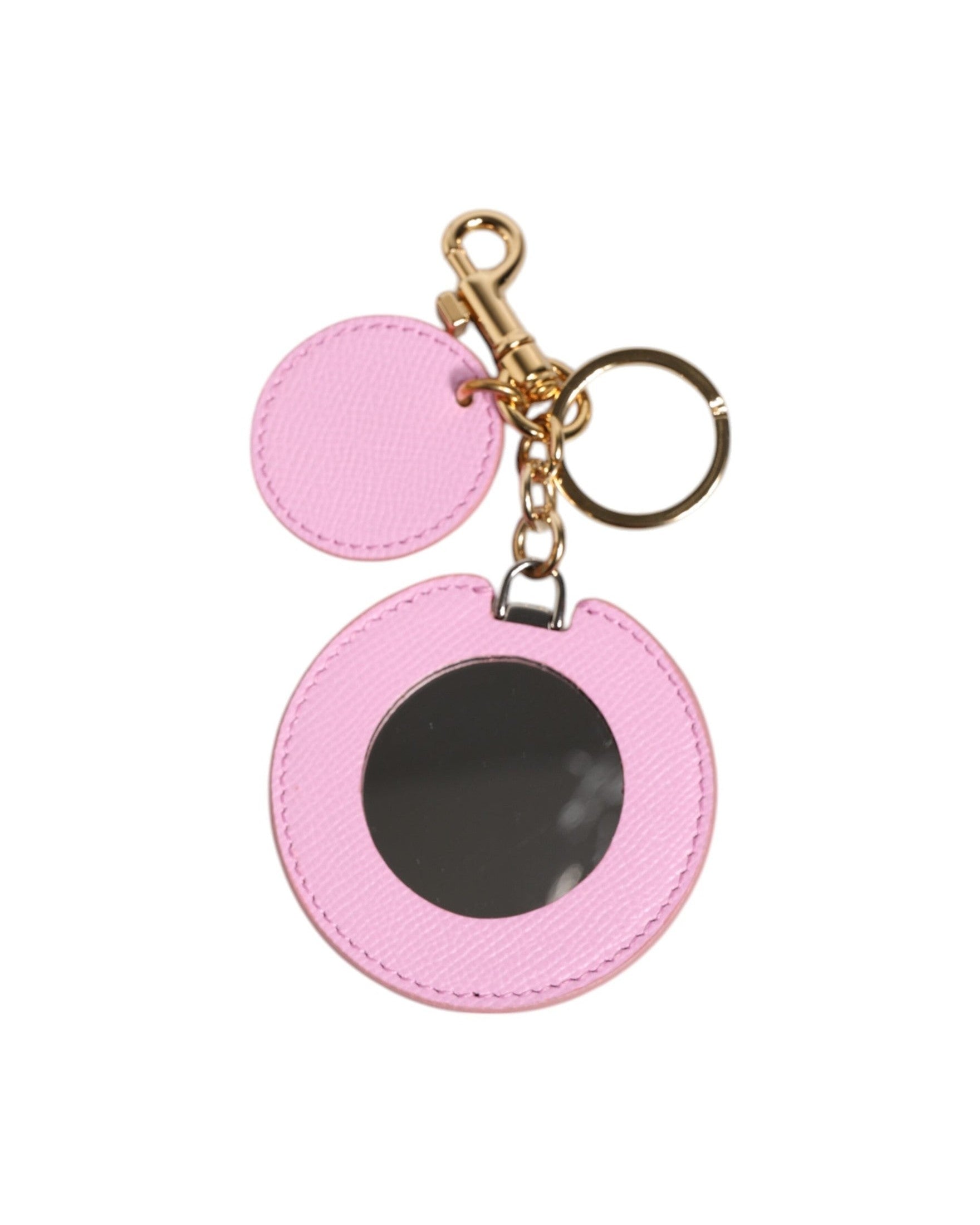 Dolce & Gabbana Pink Leather Calf Gold Metal Logo Print Keyring Keychain Glam Steals