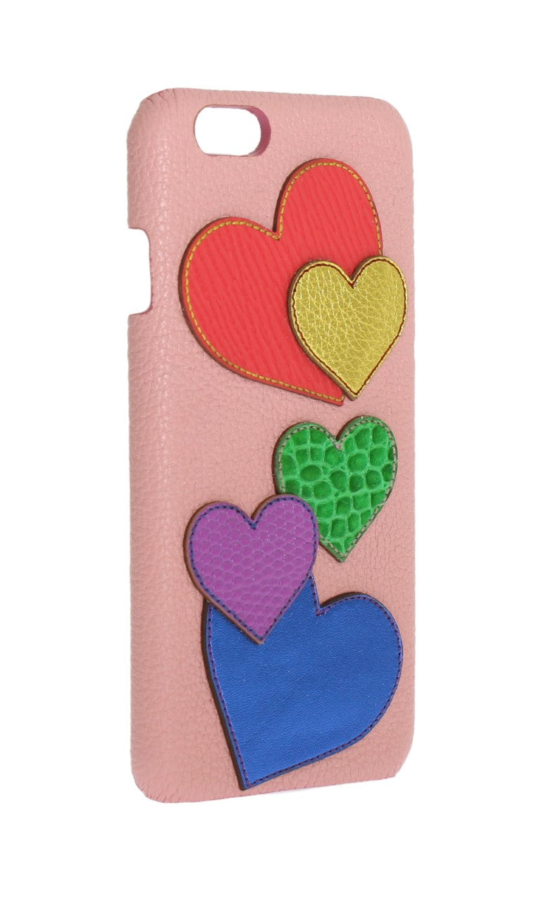 Dolce & Gabbana Pink Leather Chic Heart Embellished Phone Cover Glam Steals