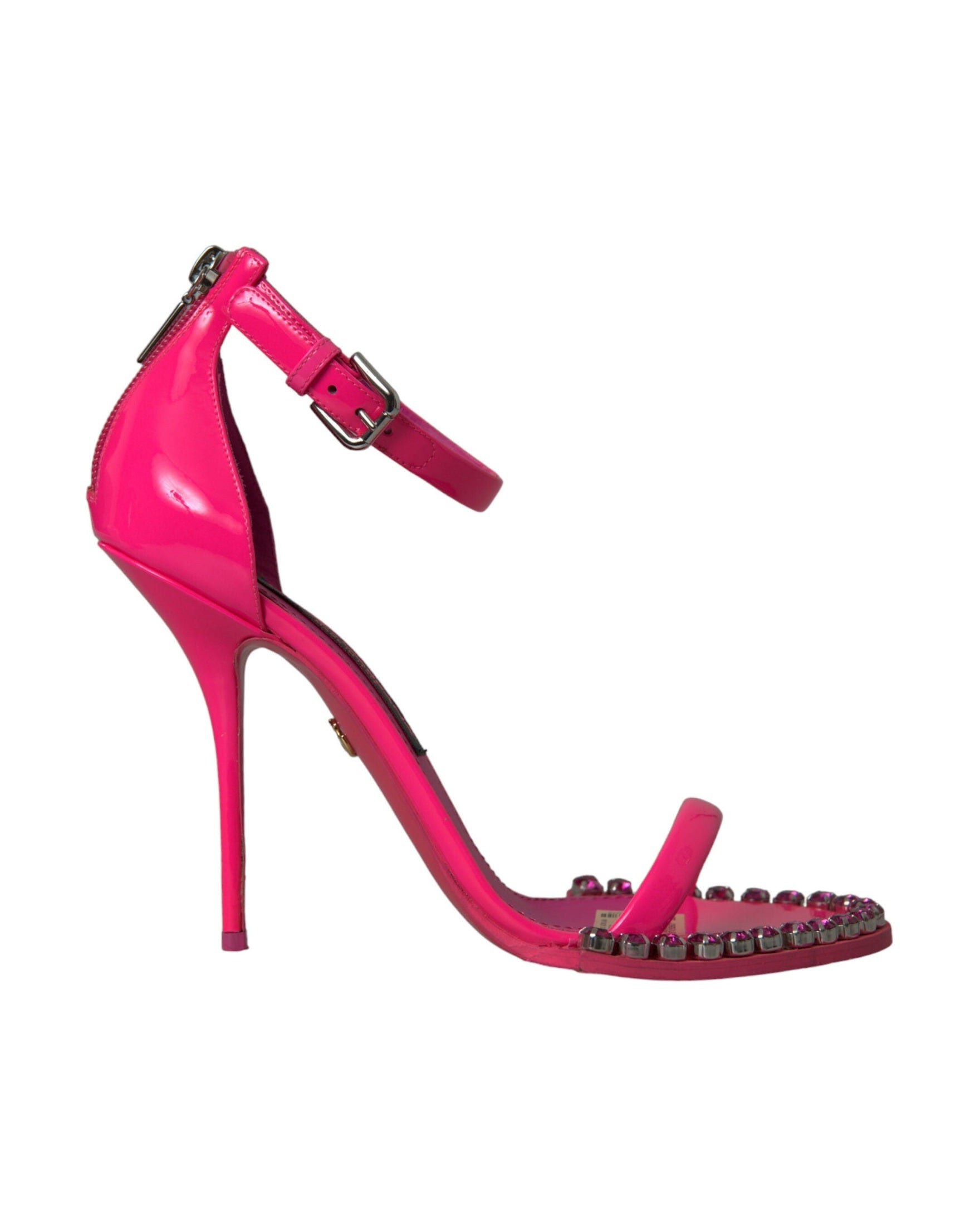 Dolce & Gabbana Pink Leather Crystal Heels Sandals Shoes Glam Steals