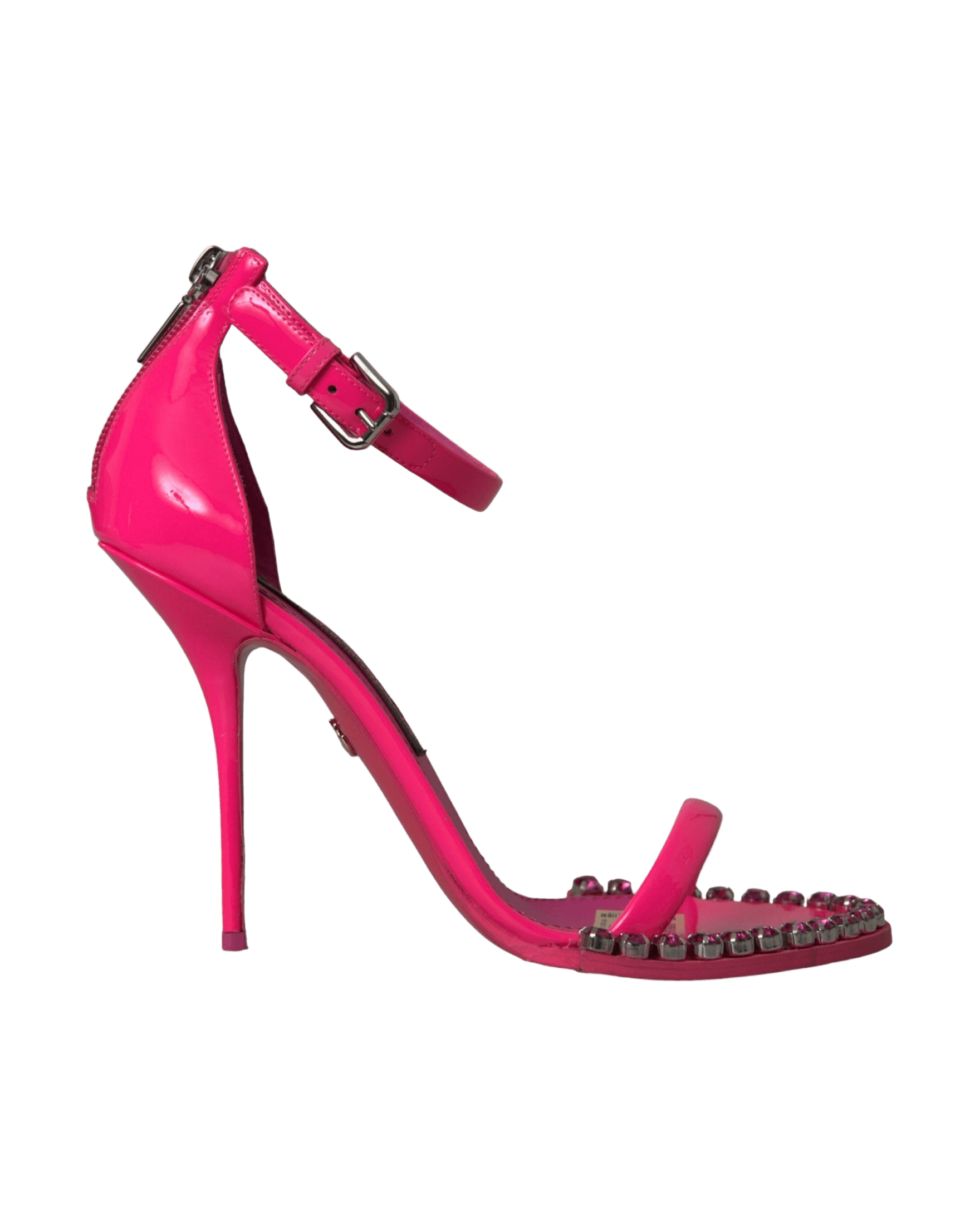 Dolce & Gabbana Pink Leather Crystal Heels Sandals Shoes Glam Steals
