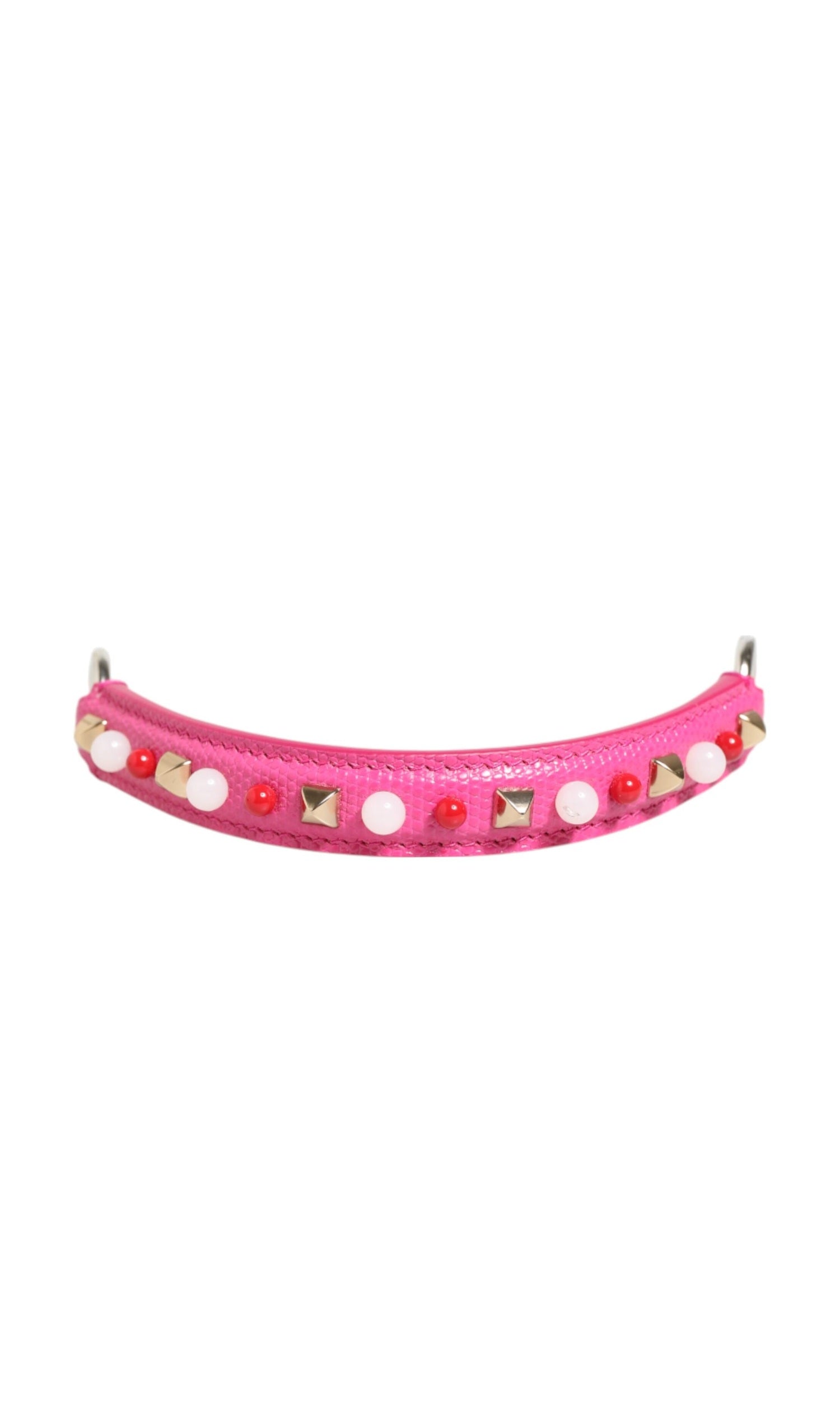 Dolce & Gabbana Pink Leather Embellished Bag Handle Women Shoulder Strap Glam Steals