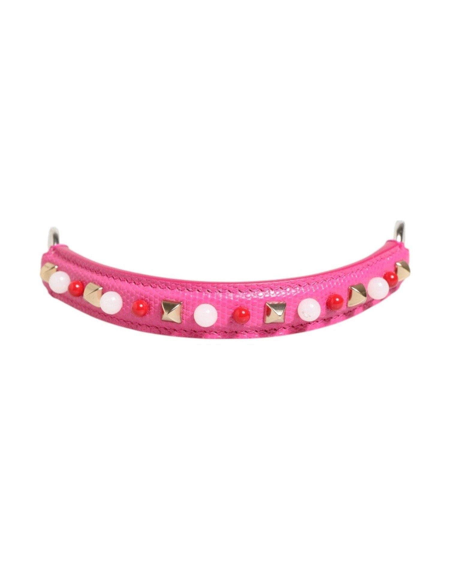 Dolce & Gabbana Pink Leather Embellished Bag Handle Women Shoulder Strap Glam Steals