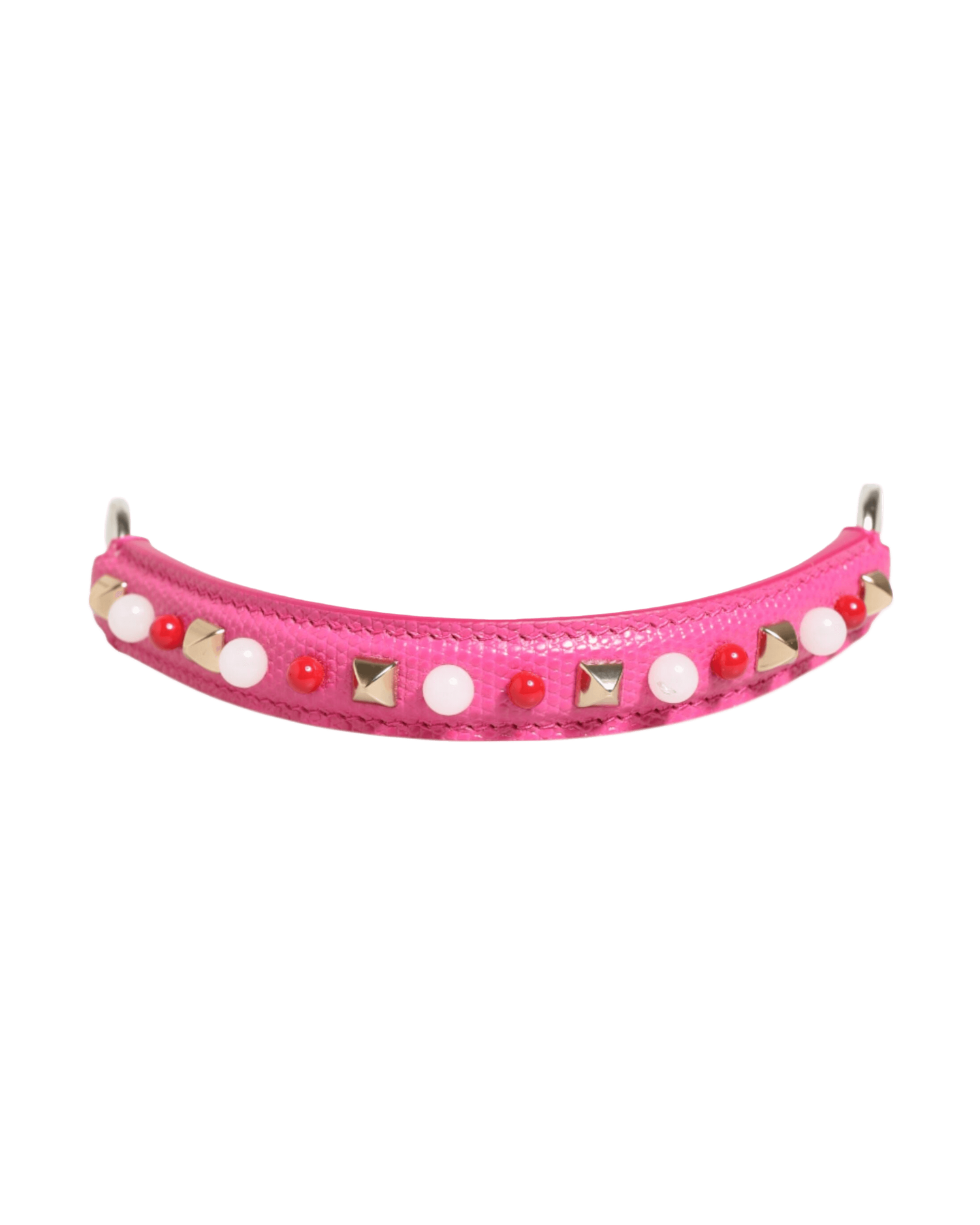 Dolce & Gabbana Pink Leather Embellished Bag Handle Women Shoulder Strap Glam Steals