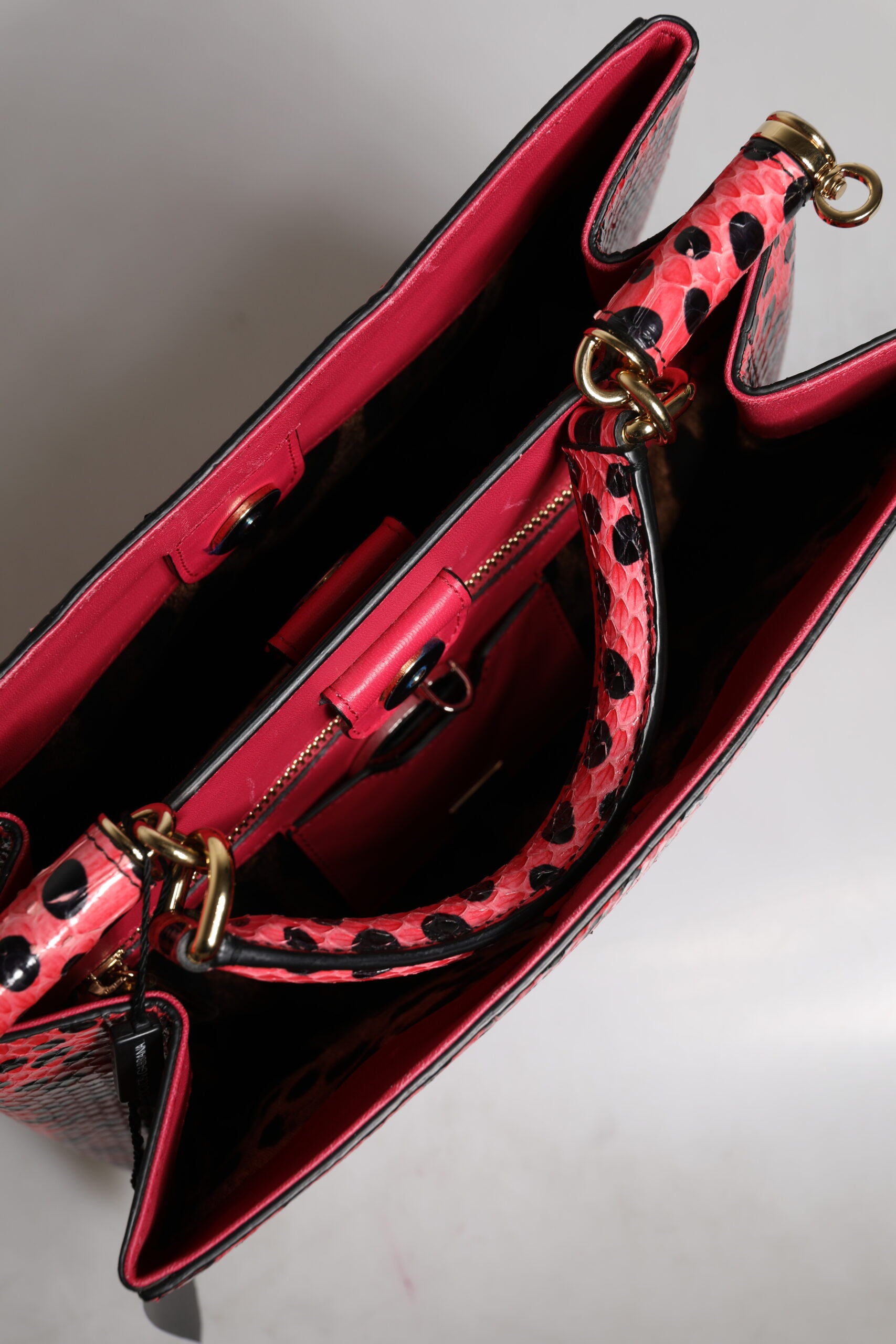 Dolce & Gabbana Pink Leather Exotic Top Handle Tote Crossbody Bag Glam Steals