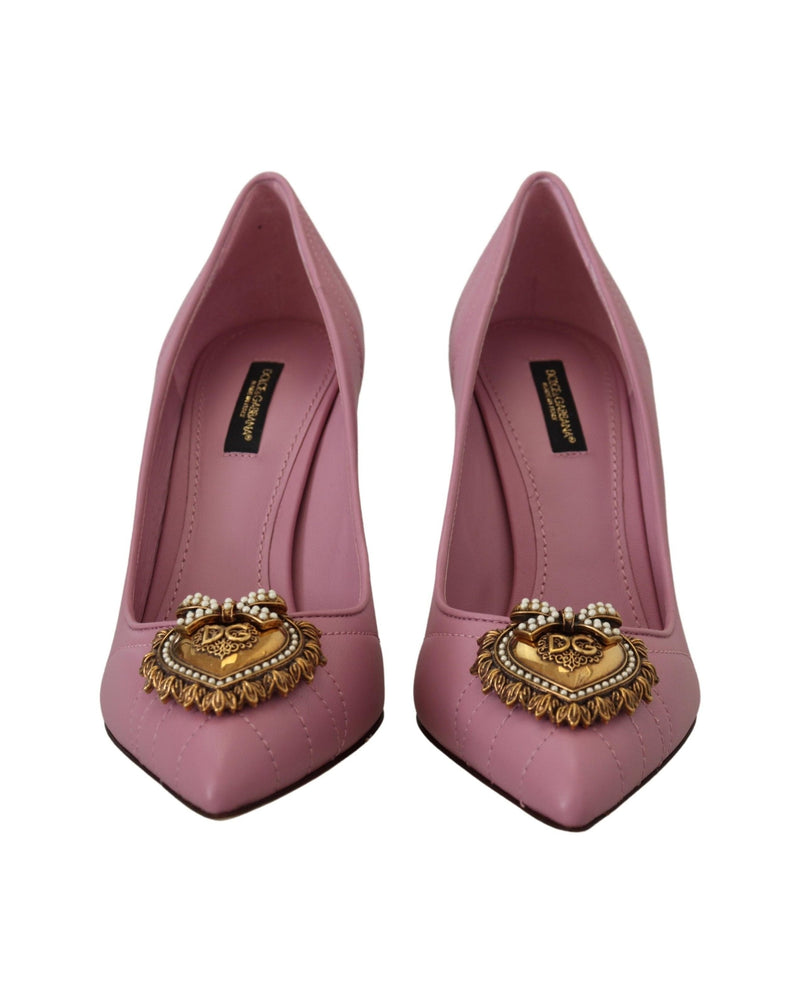 Dolce & Gabbana Pink Leather Heart Devotion Heels Glam Steals