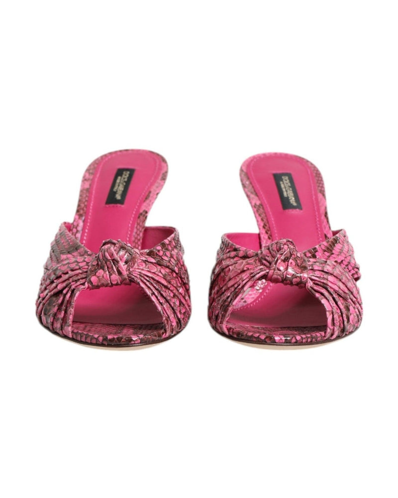 Dolce & Gabbana Pink Leather Heels Slides Sandals Shoes Heels