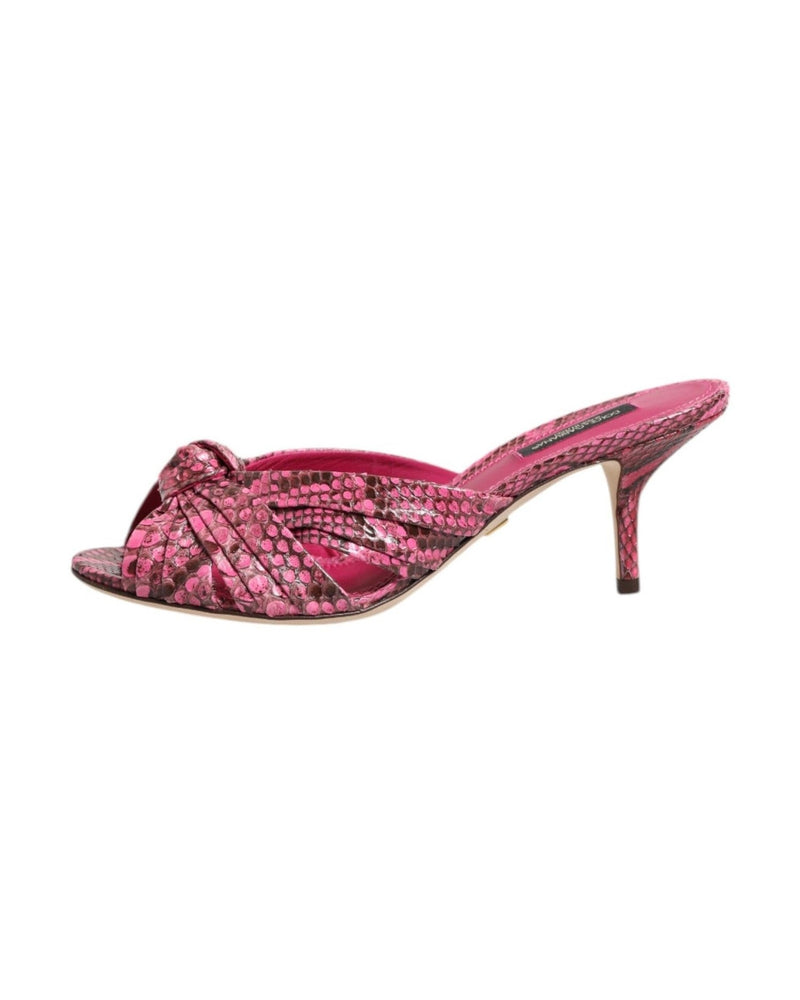 Dolce & Gabbana Pink Leather Heels Slides Sandals Shoes Heels