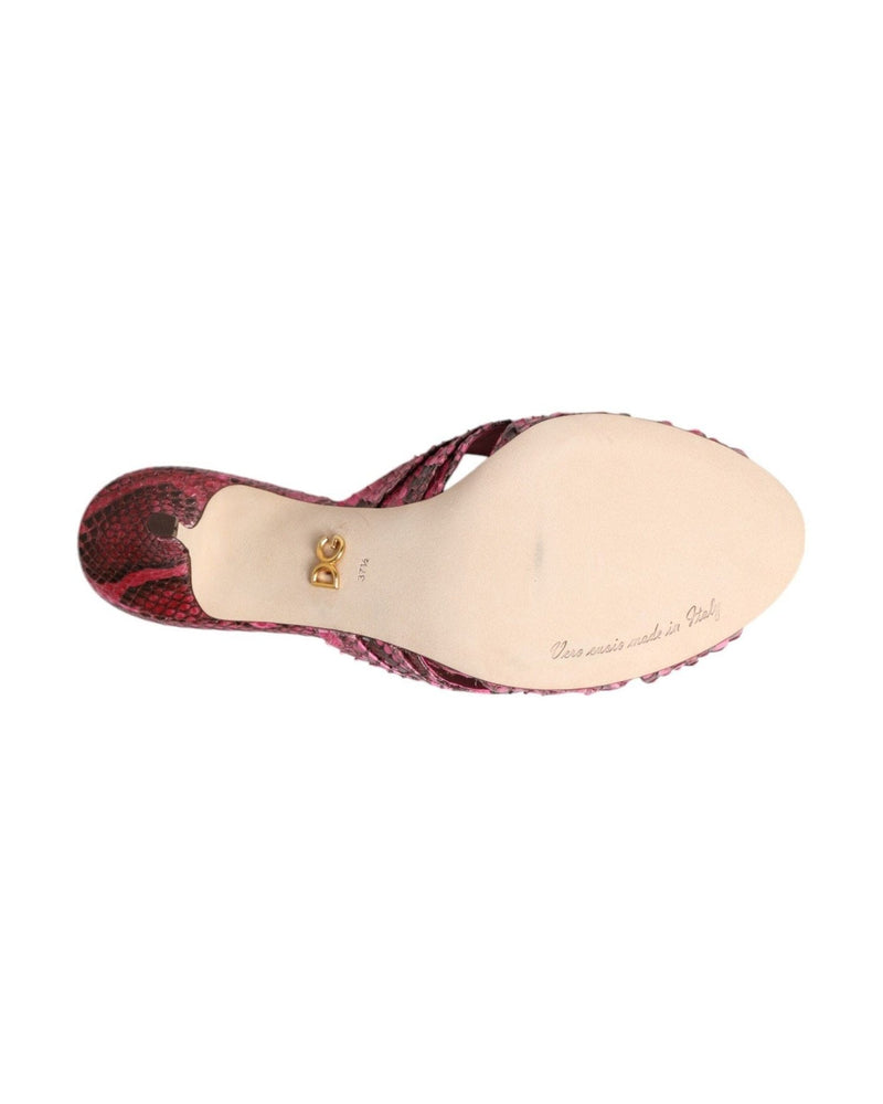 Dolce & Gabbana Pink Leather Heels Slides Sandals Shoes Heels