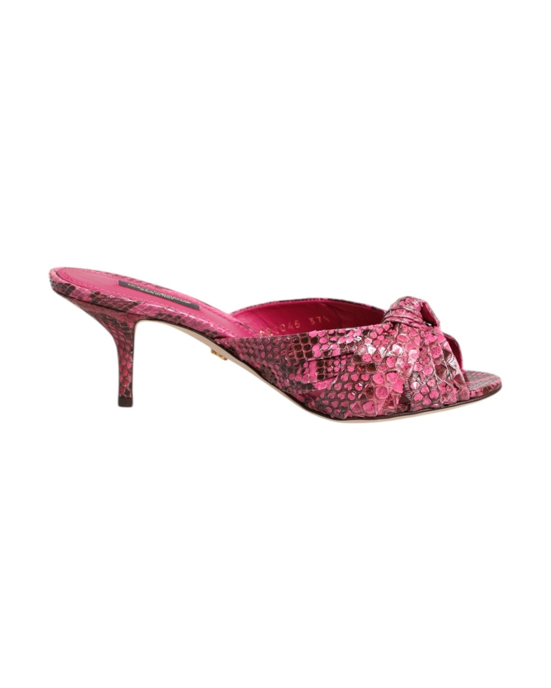 Dolce & Gabbana Pink Leather Heels Slides Sandals Shoes Glam Steals