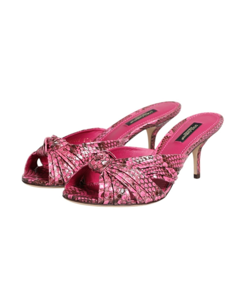 Dolce & Gabbana Pink Leather Heels Slides Sandals Shoes Glam Steals