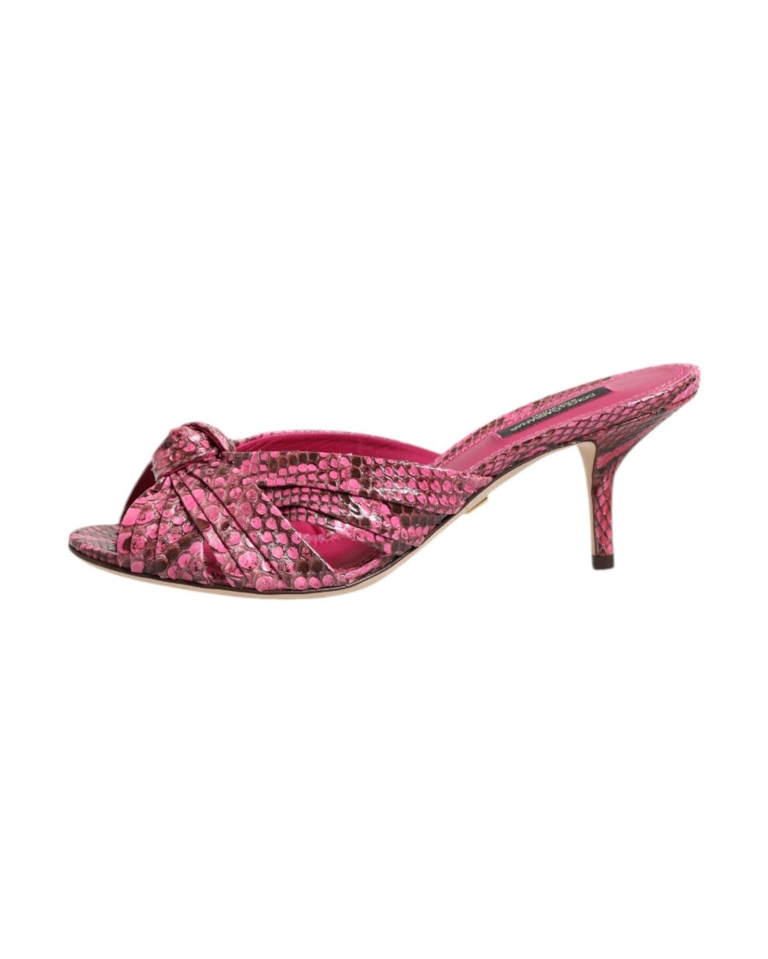 Dolce & Gabbana Pink Leather Heels Slides Sandals Shoes Glam Steals