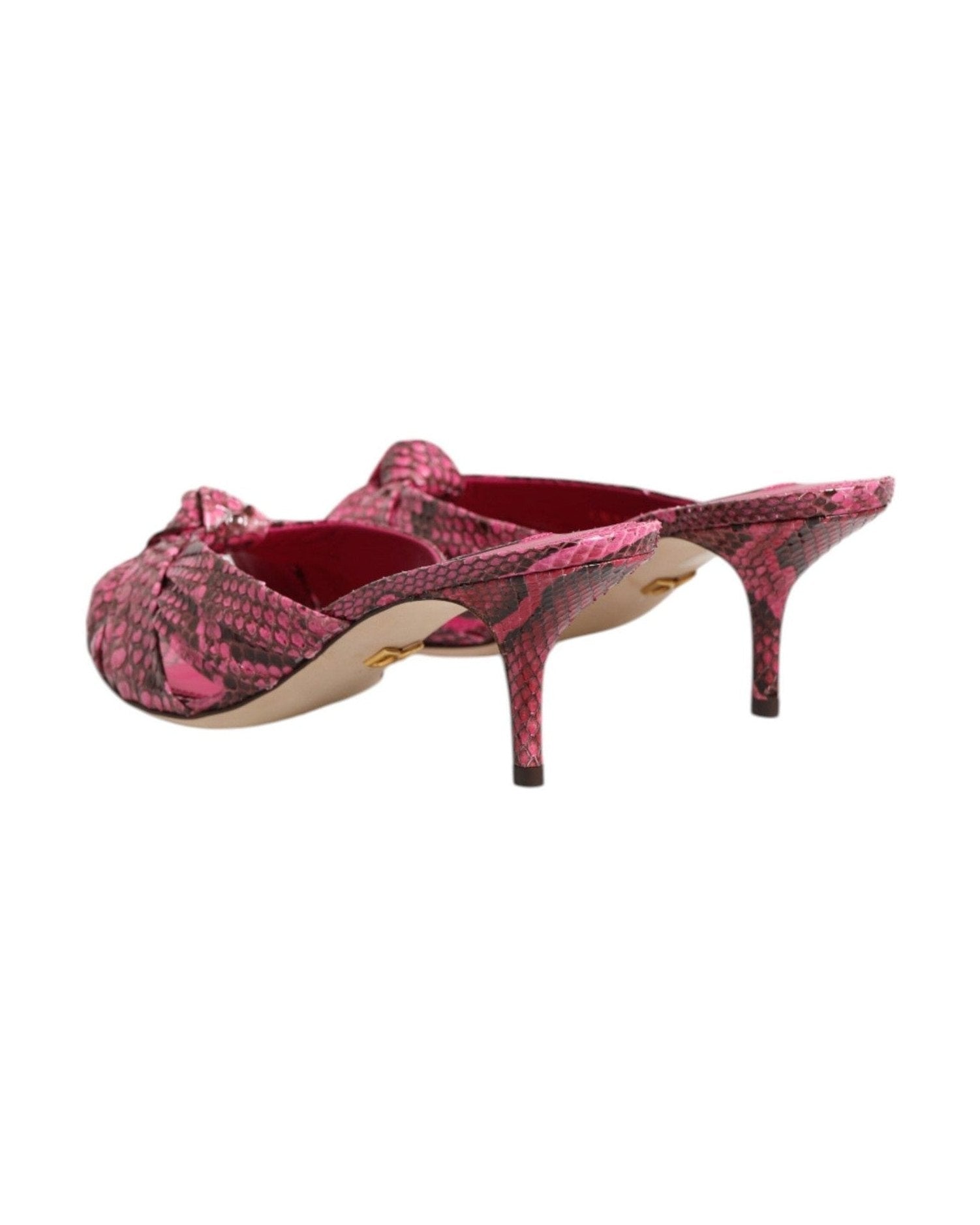 Dolce & Gabbana Pink Leather Heels Slides Sandals Shoes Glam Steals