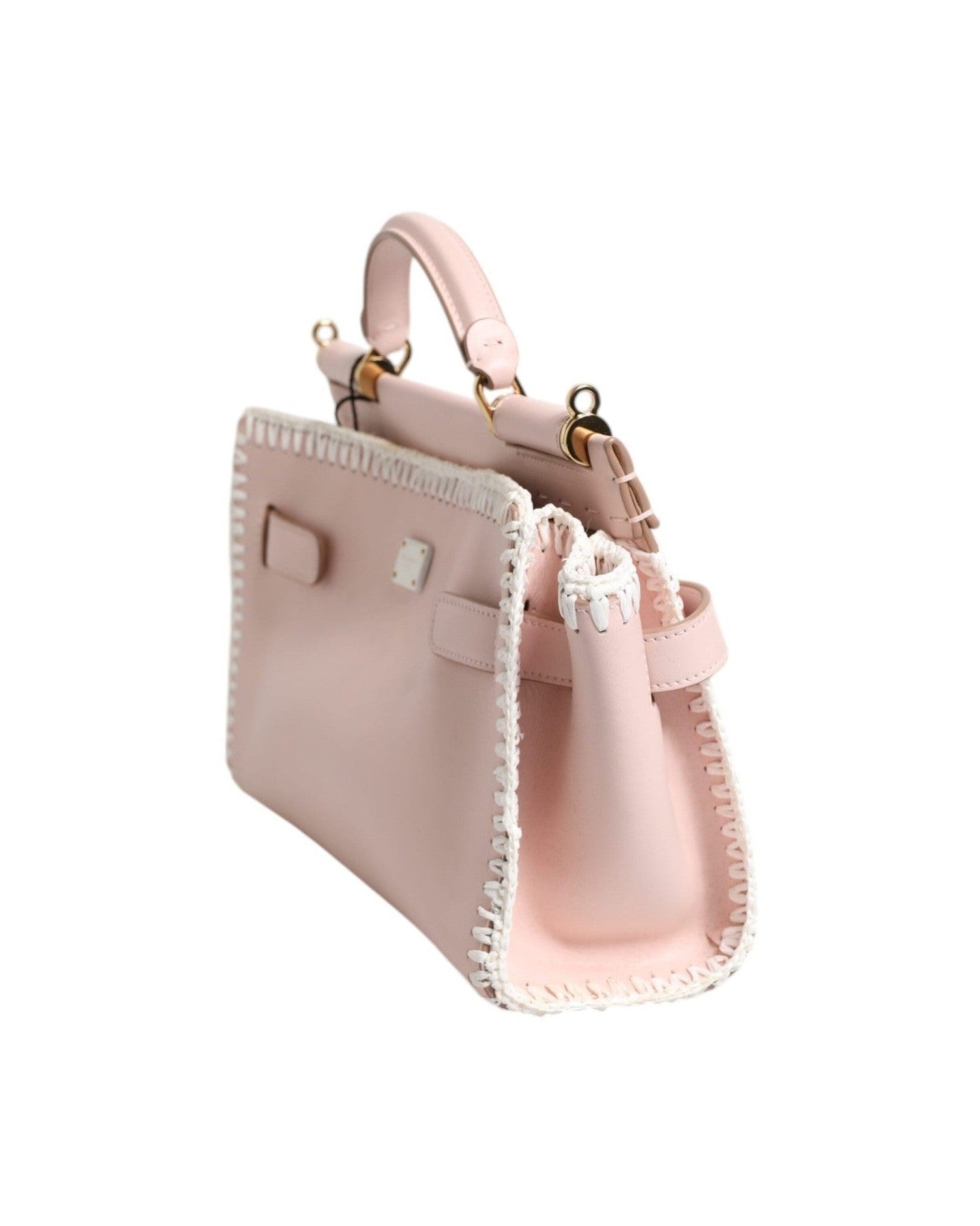 Dolce & Gabbana Light Logo Plaque Soft Leather Strap Crossbody Pink Bag Glam Steals