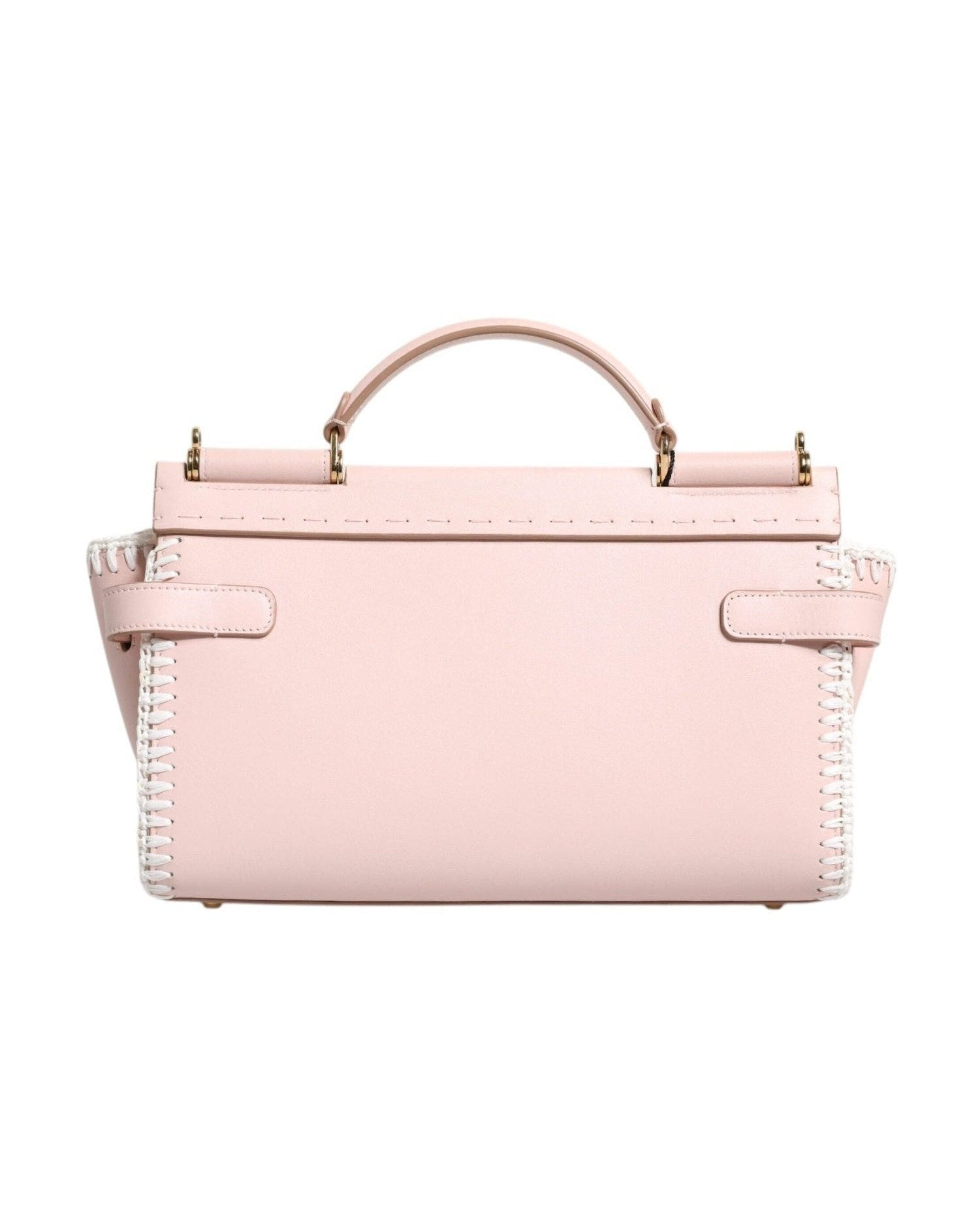 Dolce & Gabbana Light Logo Plaque Soft Leather Strap Crossbody Pink Bag Glam Steals